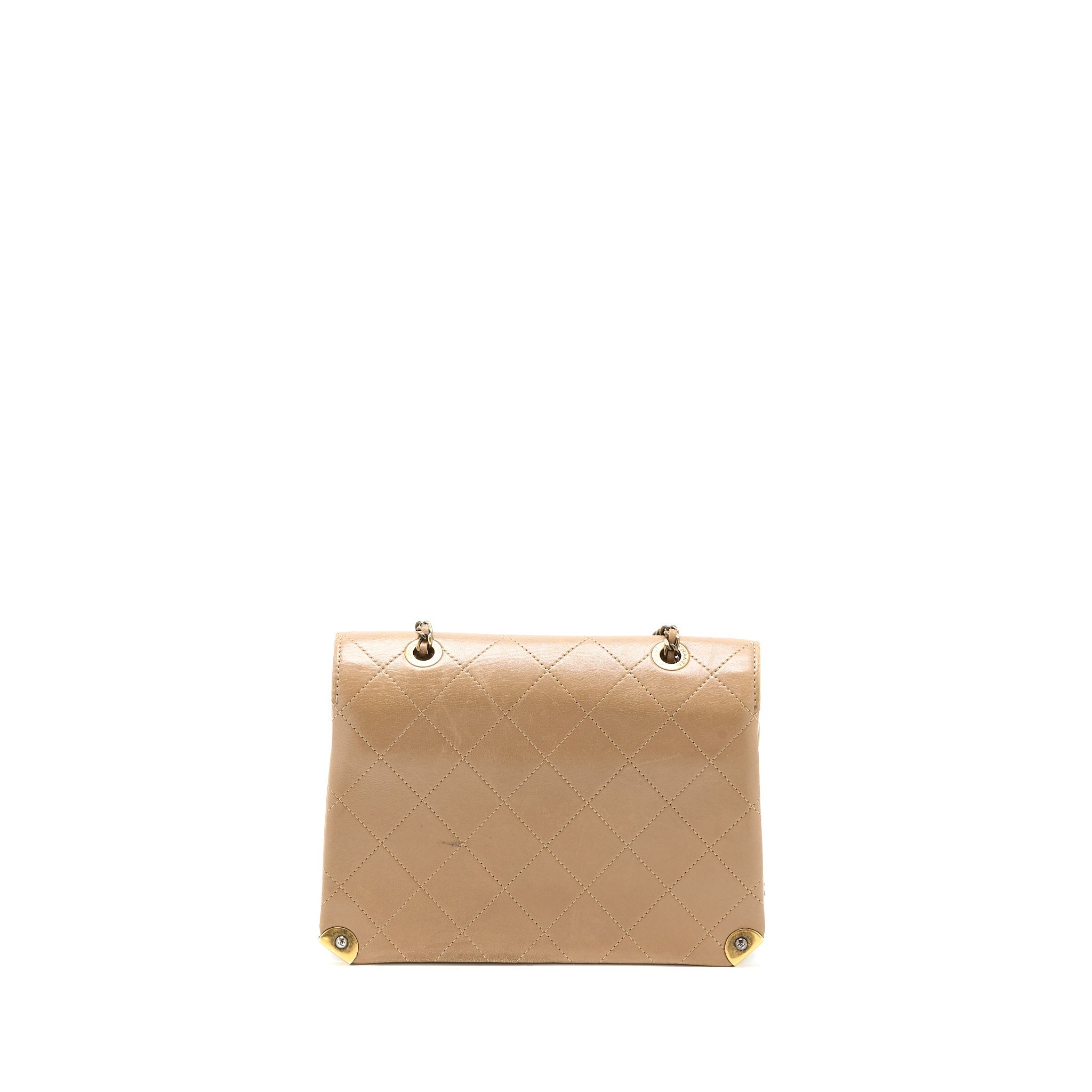MESSENGER FLAP BAG LAMBSKIN BEIGE GHW