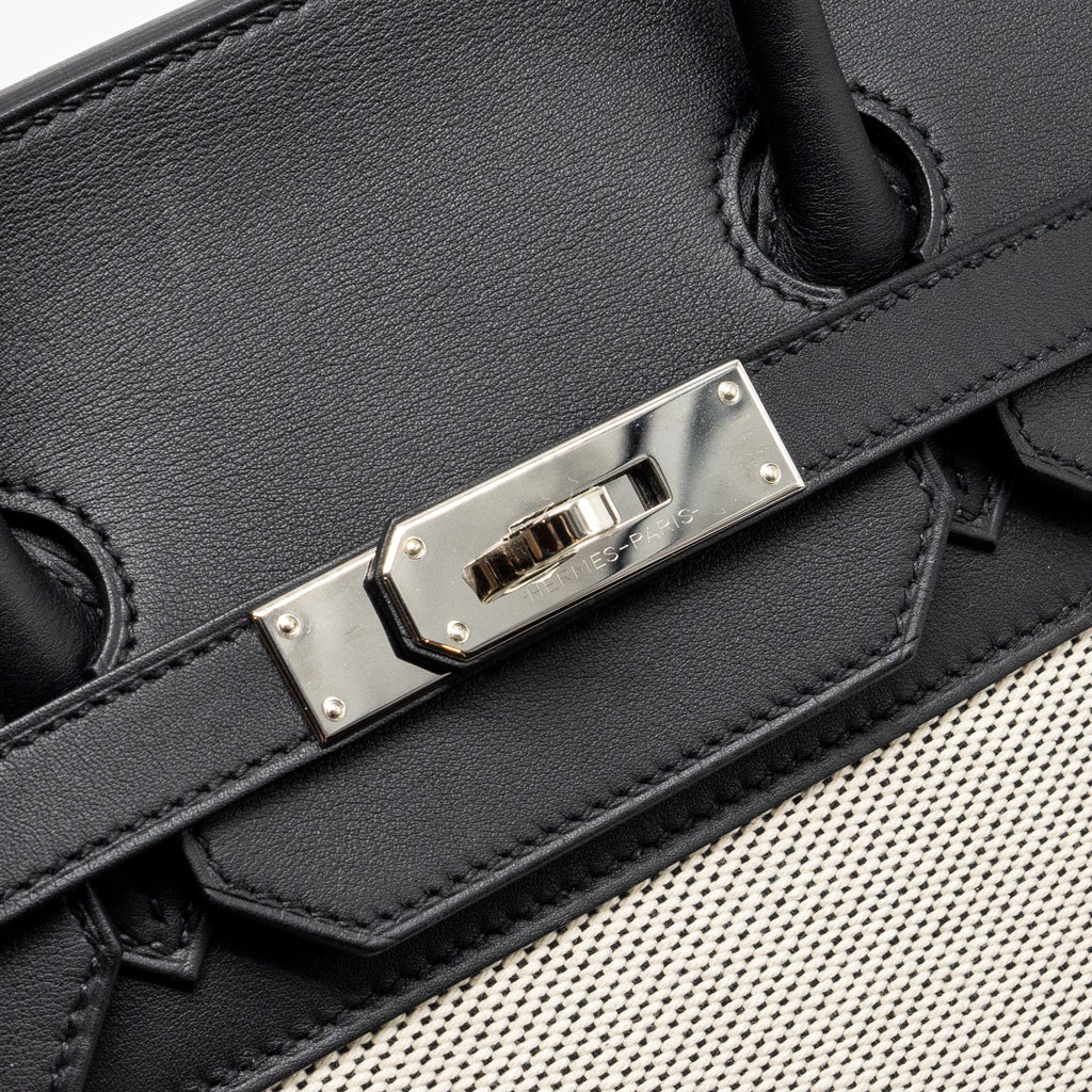 HERMES BIRKIN 35 FRAY FRAY CANVAS/ SWIFT BLACK/ECRU SHW
