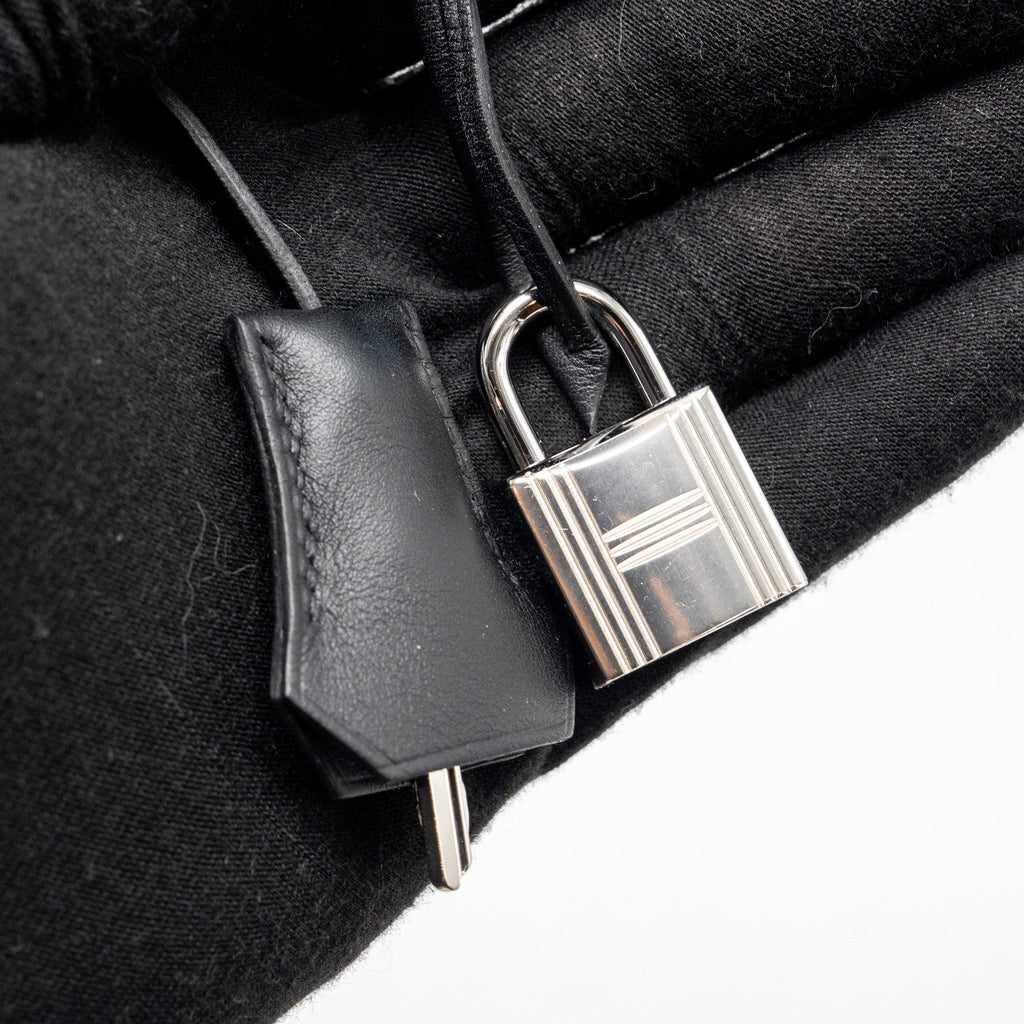 HERMES BIRKIN 35 FRAY FRAY CANVAS/ SWIFT BLACK/ECRU SHW