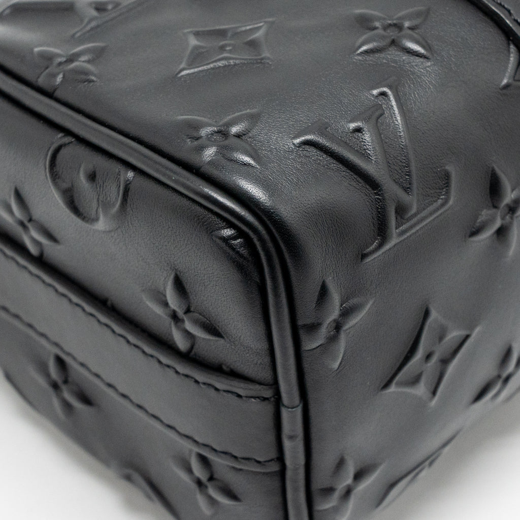 KEEPALL XS MONOGRAM SEAL COWHIDE LEATHER SO BLACK