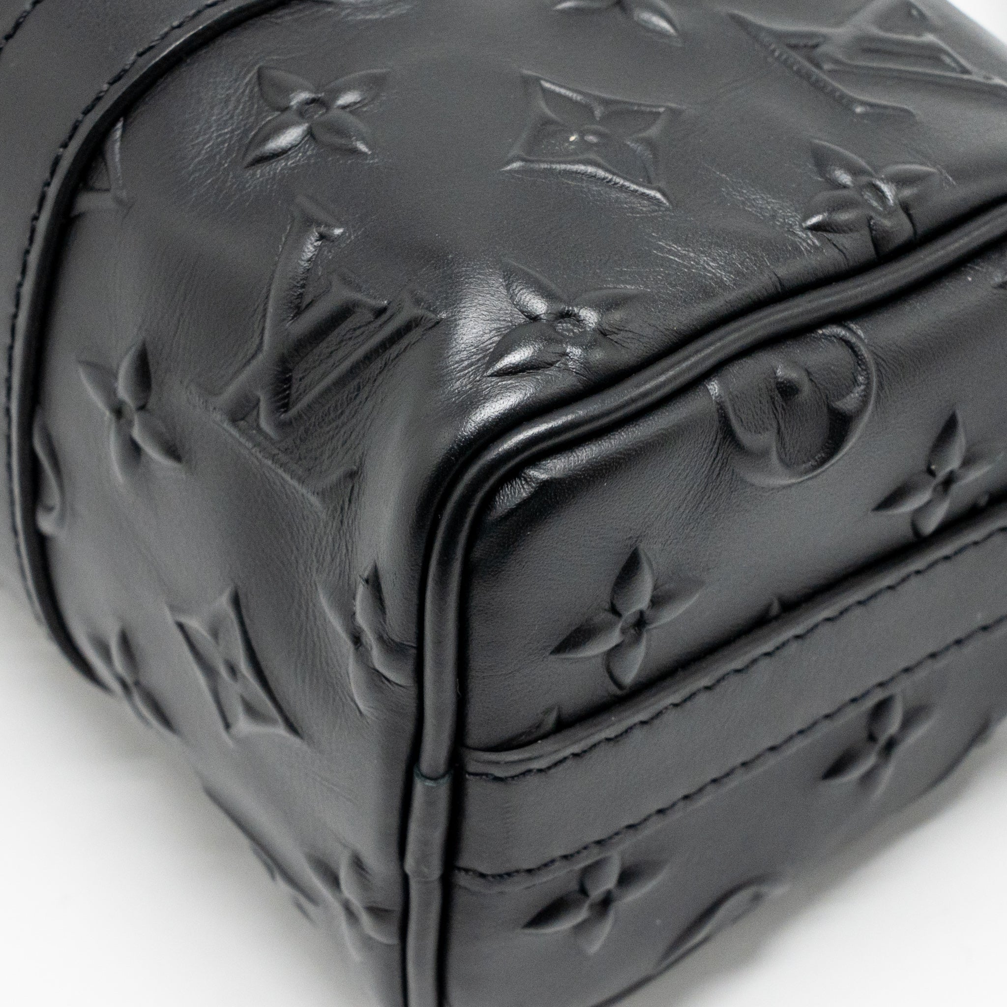 KEEPALL XS MONOGRAM SEAL COWHIDE LEATHER SO BLACK