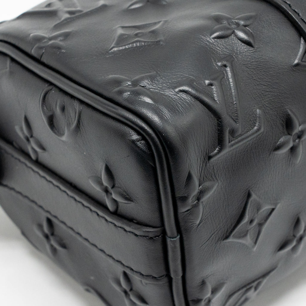 KEEPALL XS MONOGRAM SEAL COWHIDE LEATHER SO BLACK