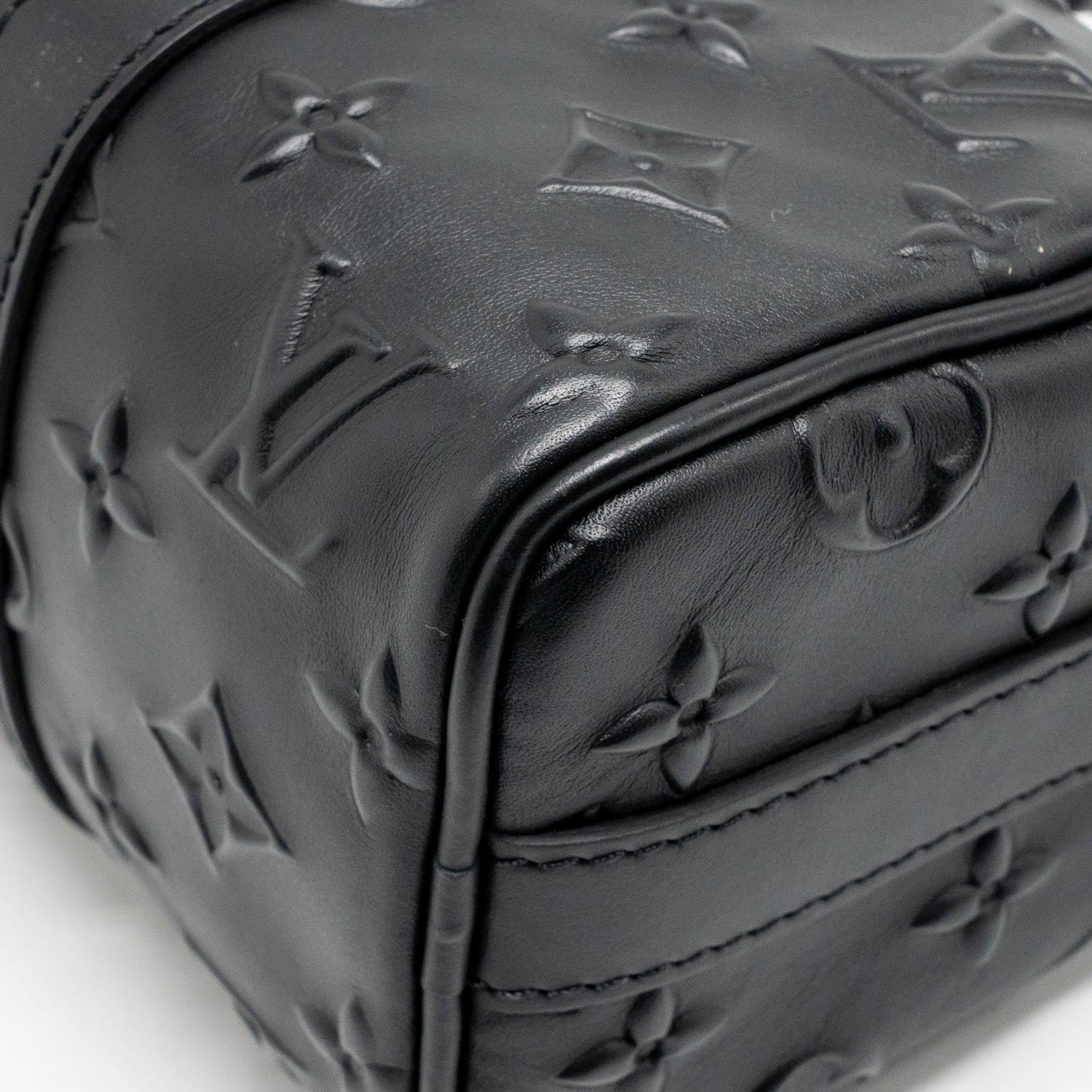 KEEPALL XS MONOGRAM SEAL COWHIDE LEATHER SO BLACK