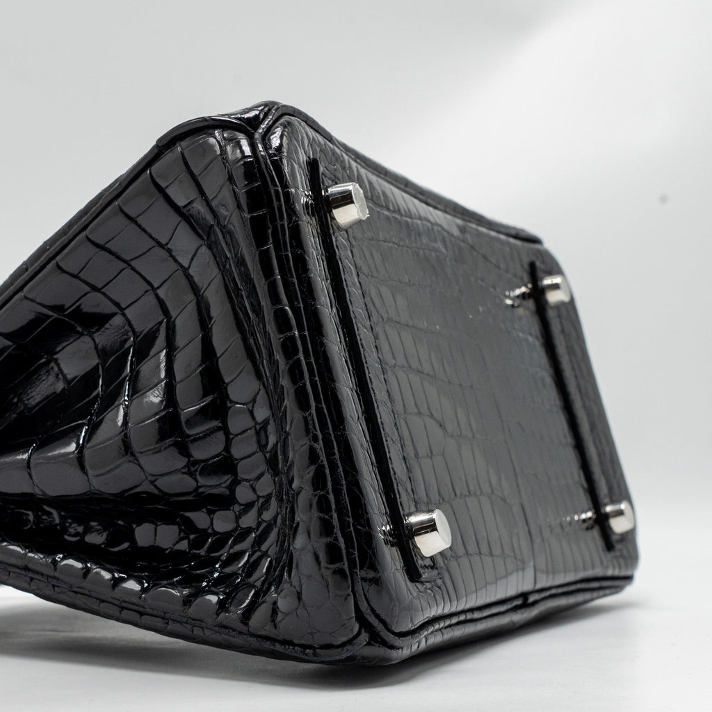 HERMES BIRKIN 25 SHINY CROCODILE POROSUS BLACK SHW