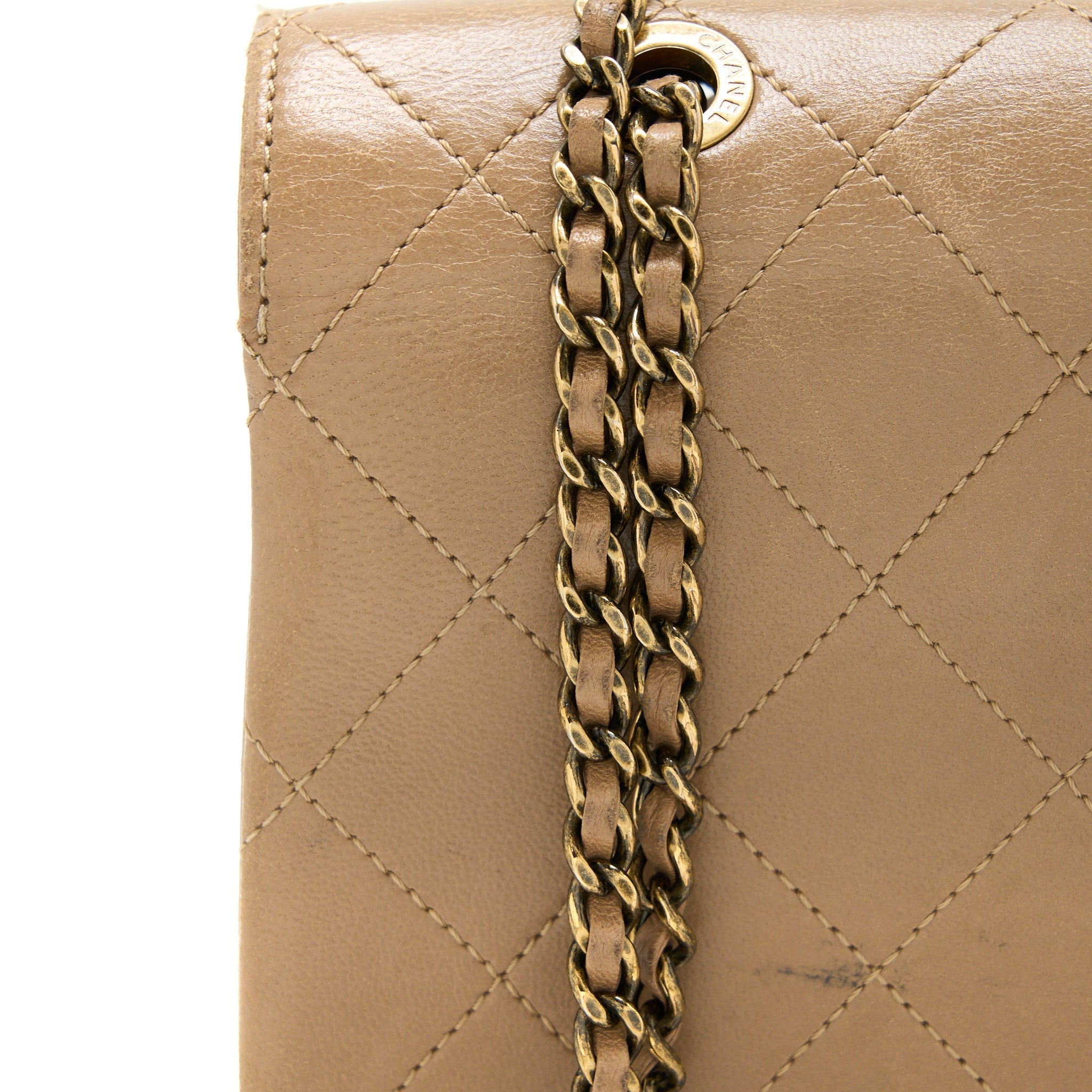 MESSENGER FLAP BAG LAMBSKIN BEIGE GHW
