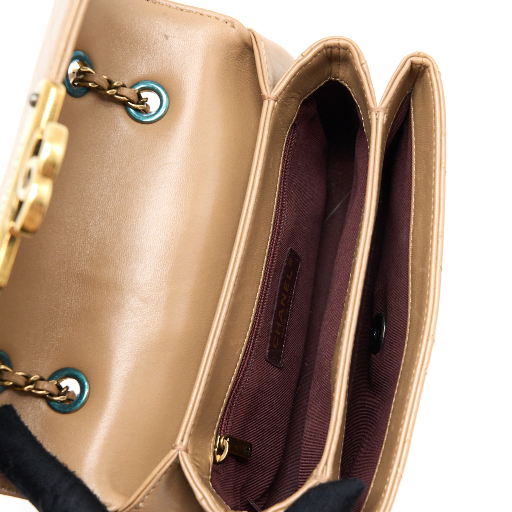 MESSENGER FLAP BAG LAMBSKIN BEIGE GHW