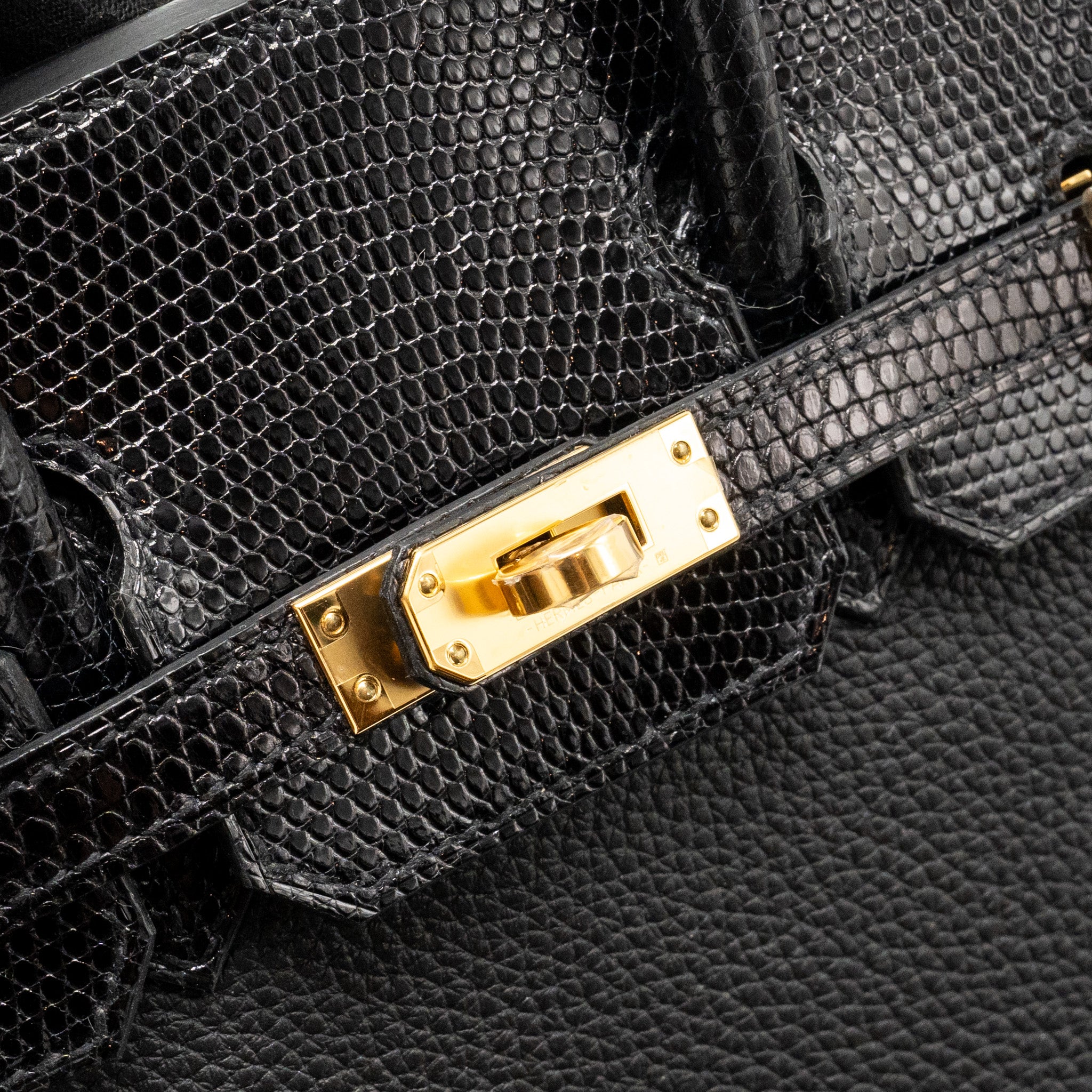 HERMES BIRKIN 25 TOUCH TOGO/LIZARD BLACK GHW