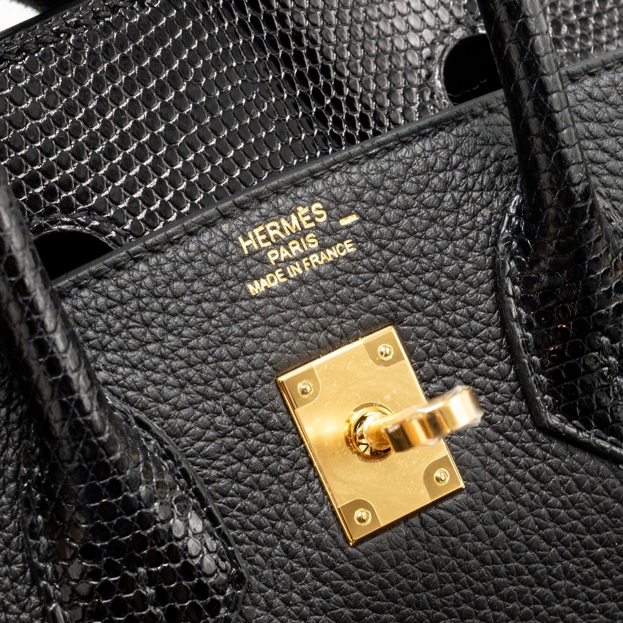 HERMES BIRKIN 25 TOUCH TOGO/LIZARD BLACK GHW