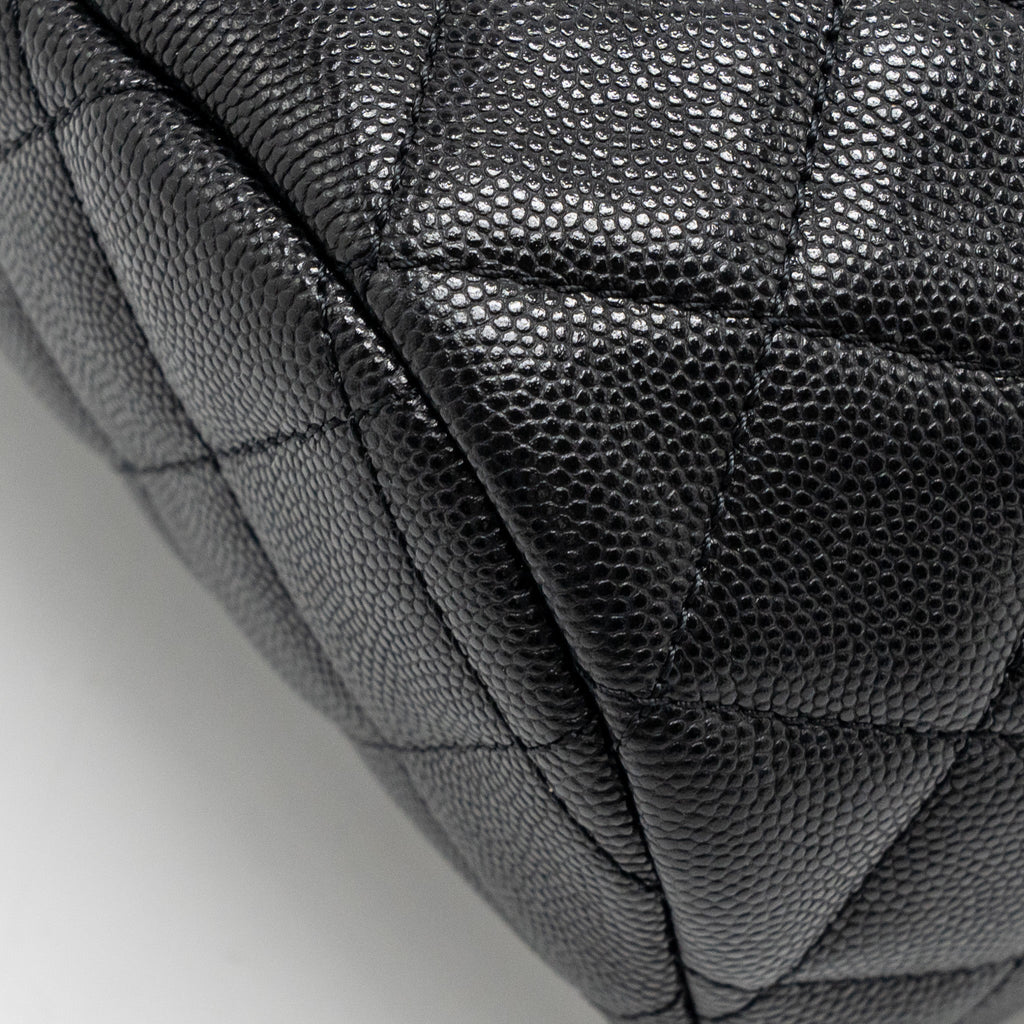 QUILTED MINI BACKPACK CAVIAR BLACK LGHW (MICROCHIP)