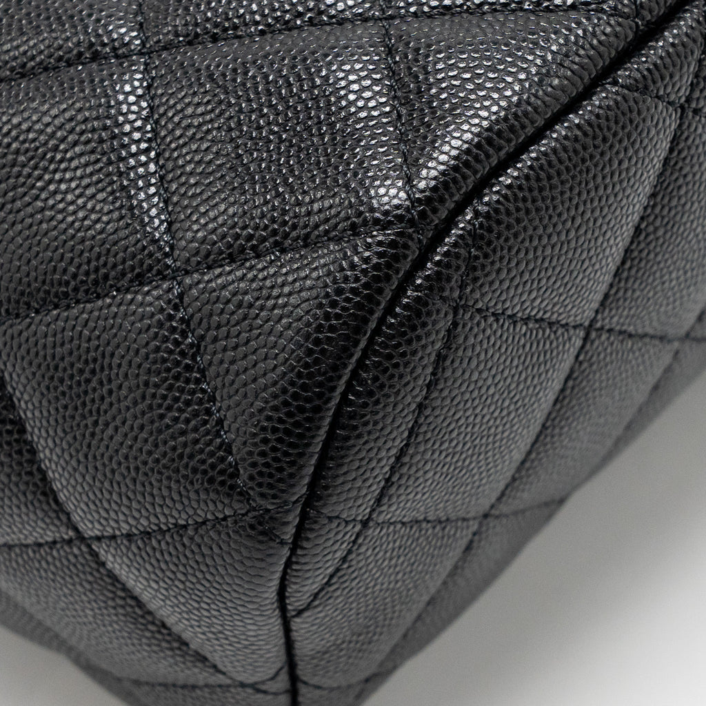 QUILTED MINI BACKPACK CAVIAR BLACK LGHW (MICROCHIP)