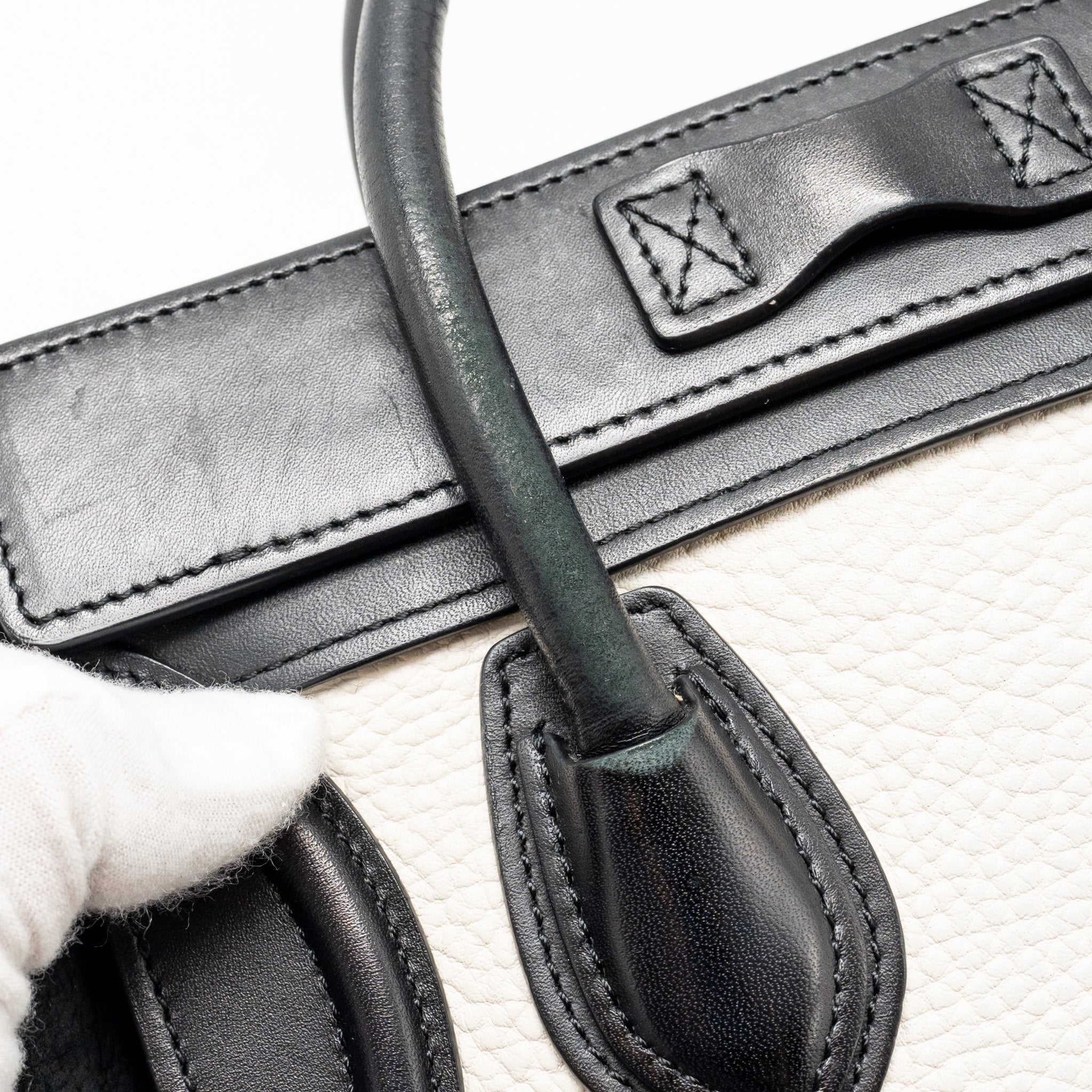 NANO LUGGAGE BAG CALFSKIN BLACK / WHITE GHW