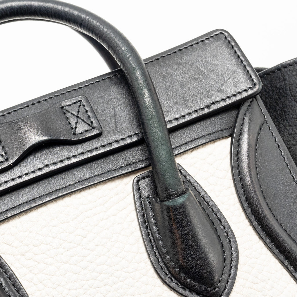 NANO LUGGAGE BAG CALFSKIN BLACK / WHITE GHW