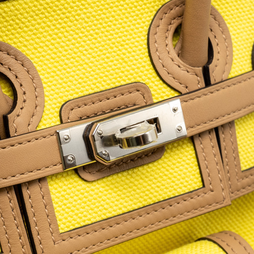 HERMES BIRKIN 25 CARGO TOILE GOELAND / SWIFT JAUNE CITRON / CHAI SHW