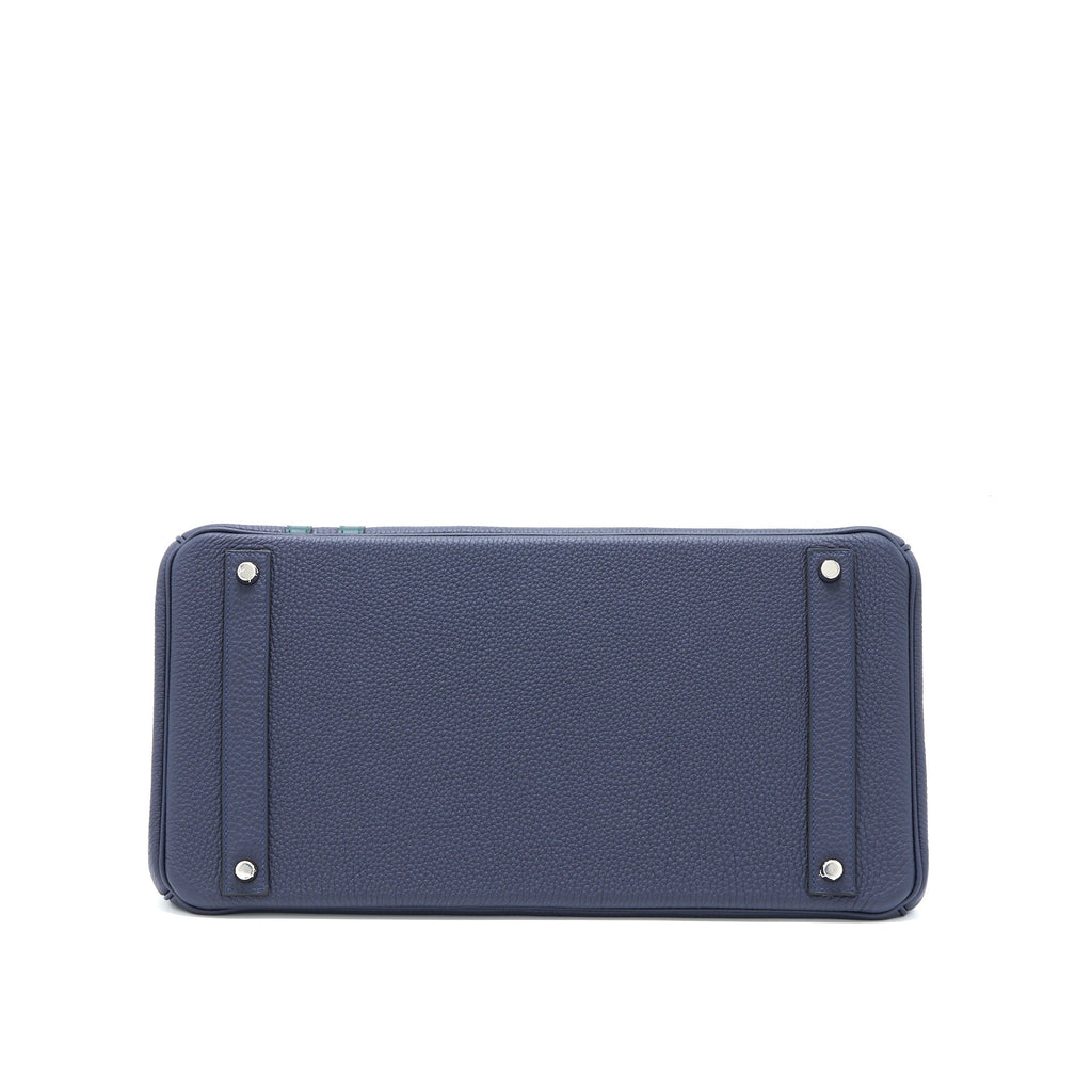 HERMES BIRKIN 40 OFFICER TOGO/SWIFT BLUE NUIT/VERT CYPRES SHW