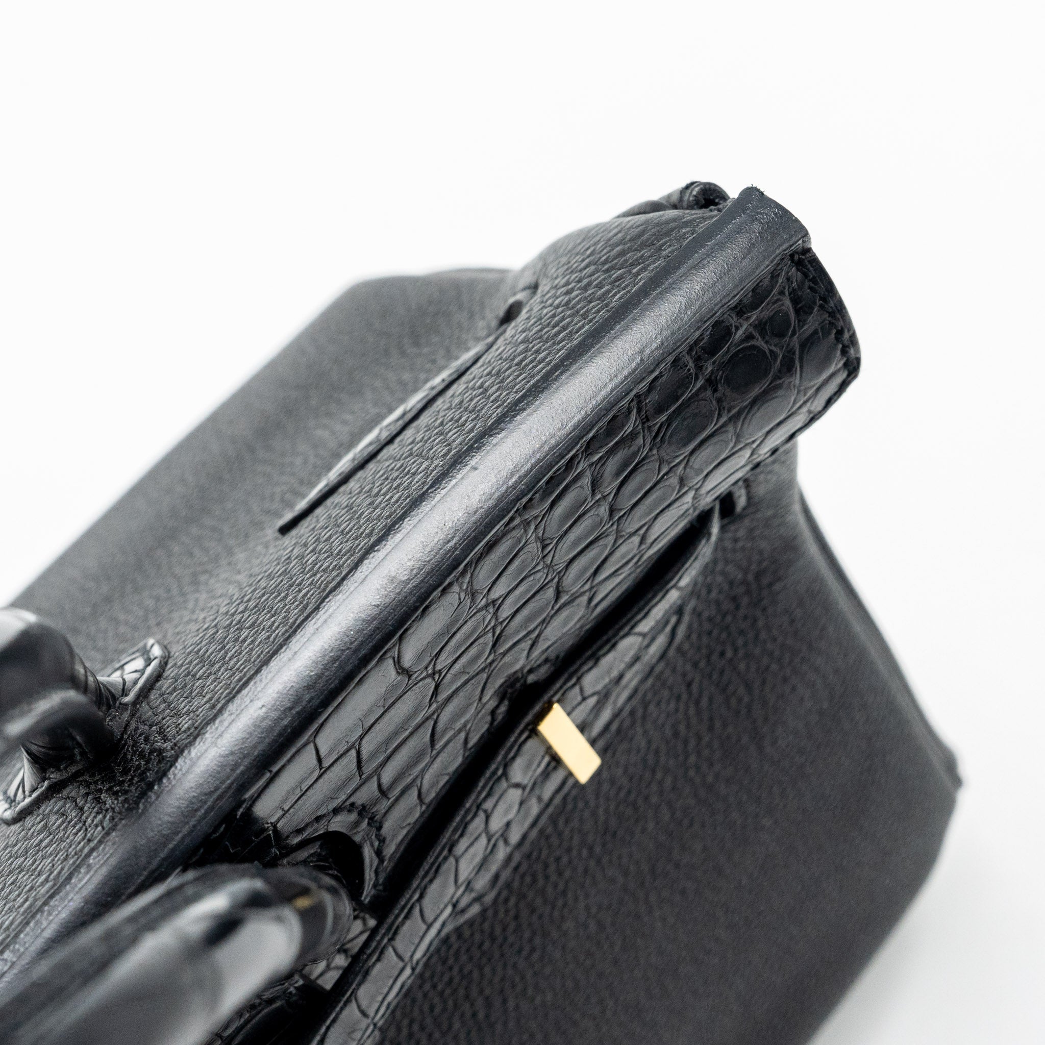 HERMES BIRKIN 30 ALLIGATOR MAT TOUCH TOGO BLACK GHW