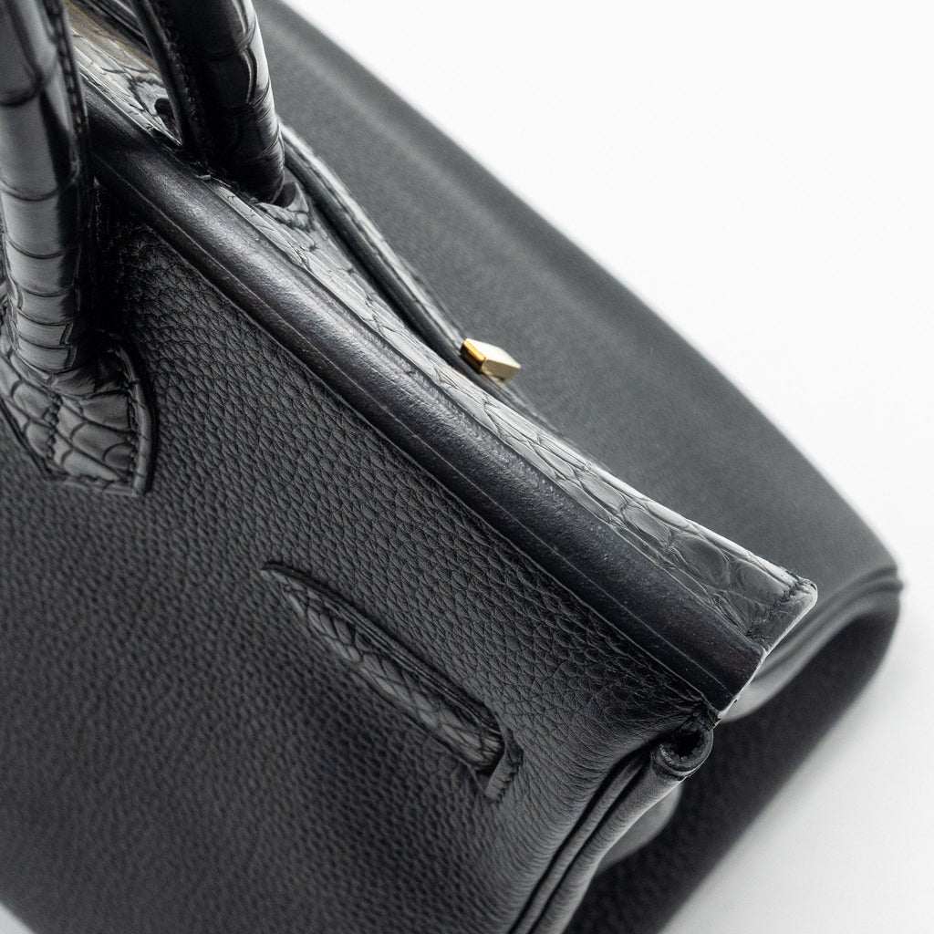 HERMES BIRKIN 30 ALLIGATOR MAT TOUCH TOGO BLACK GHW