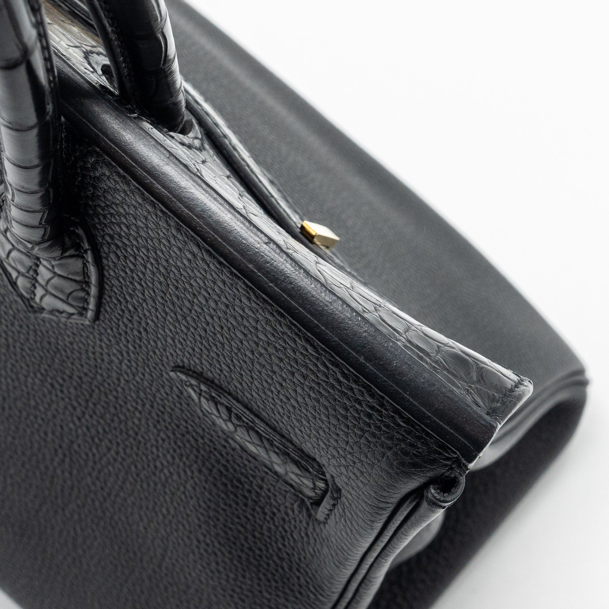 HERMES BIRKIN 30 ALLIGATOR MAT TOUCH TOGO BLACK GHW