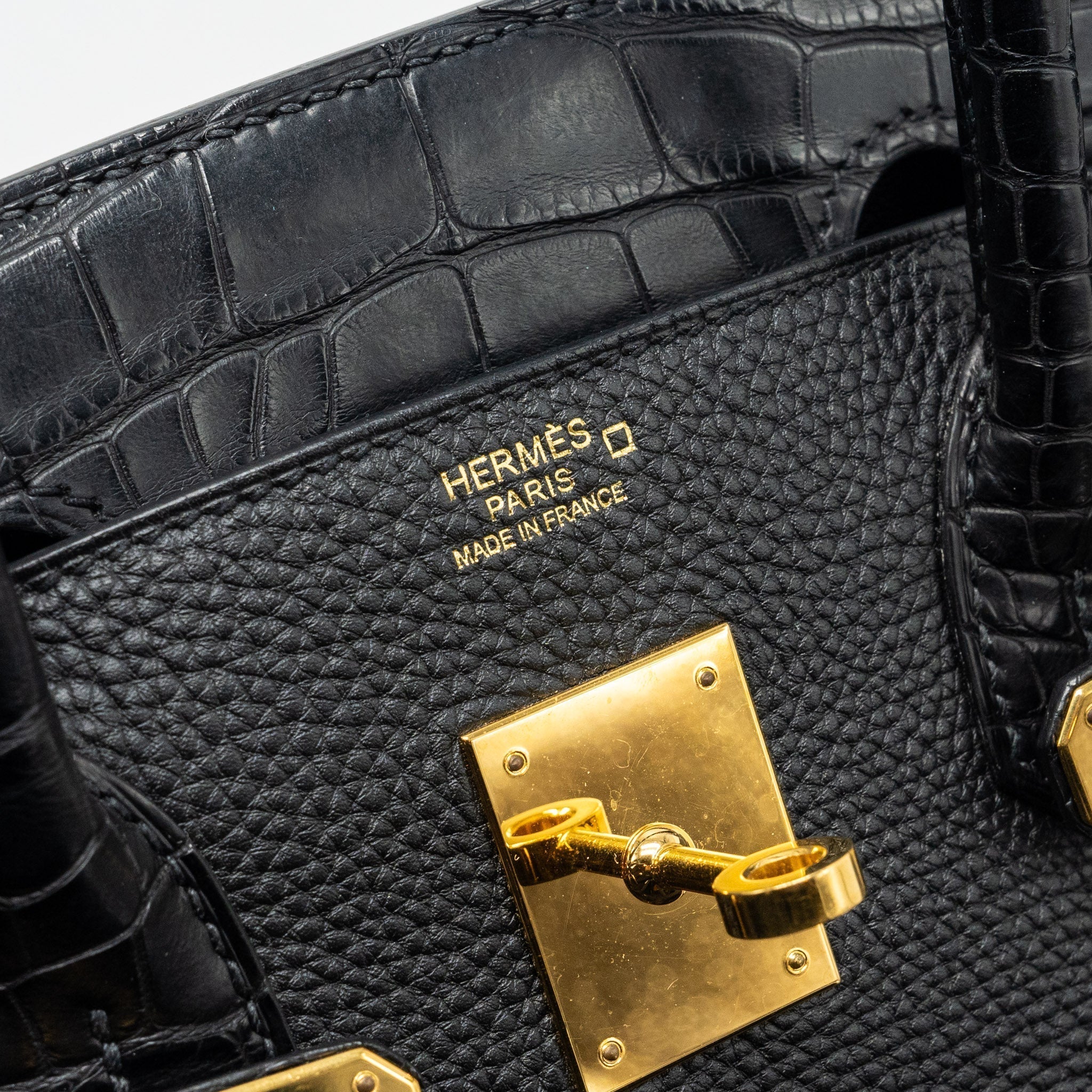 HERMES BIRKIN 30 ALLIGATOR MAT TOUCH TOGO BLACK GHW