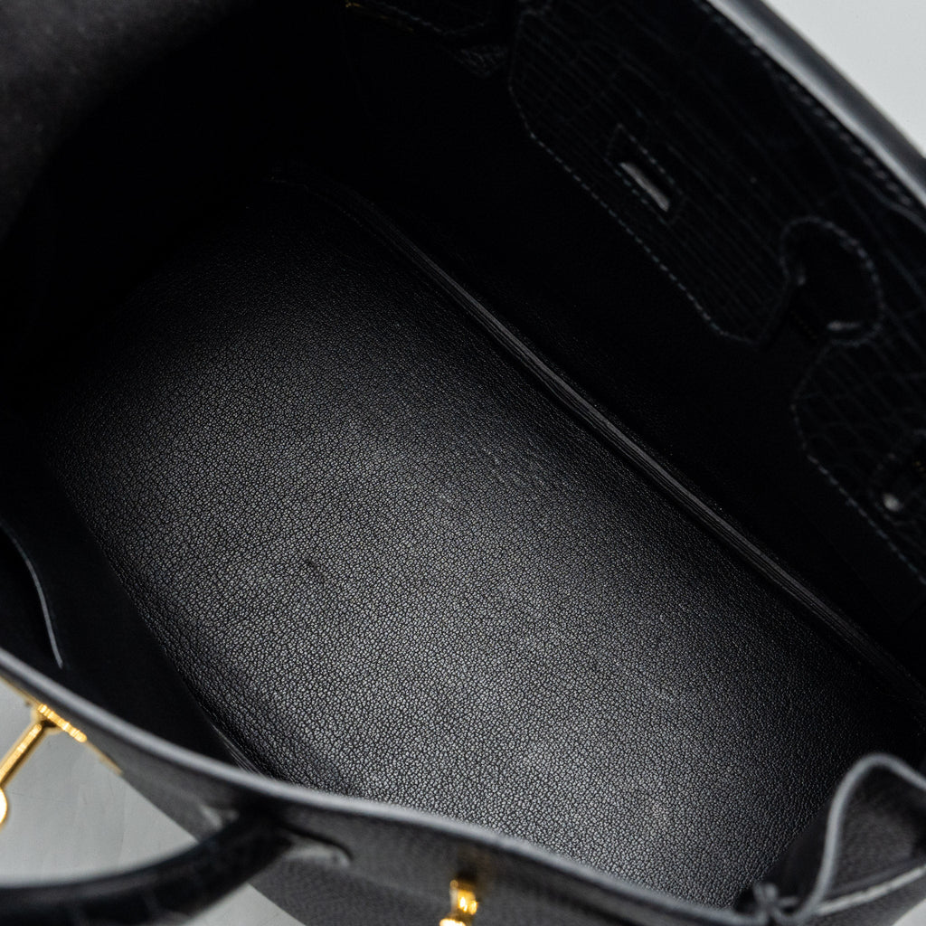 HERMES BIRKIN 30 ALLIGATOR MAT TOUCH TOGO BLACK GHW