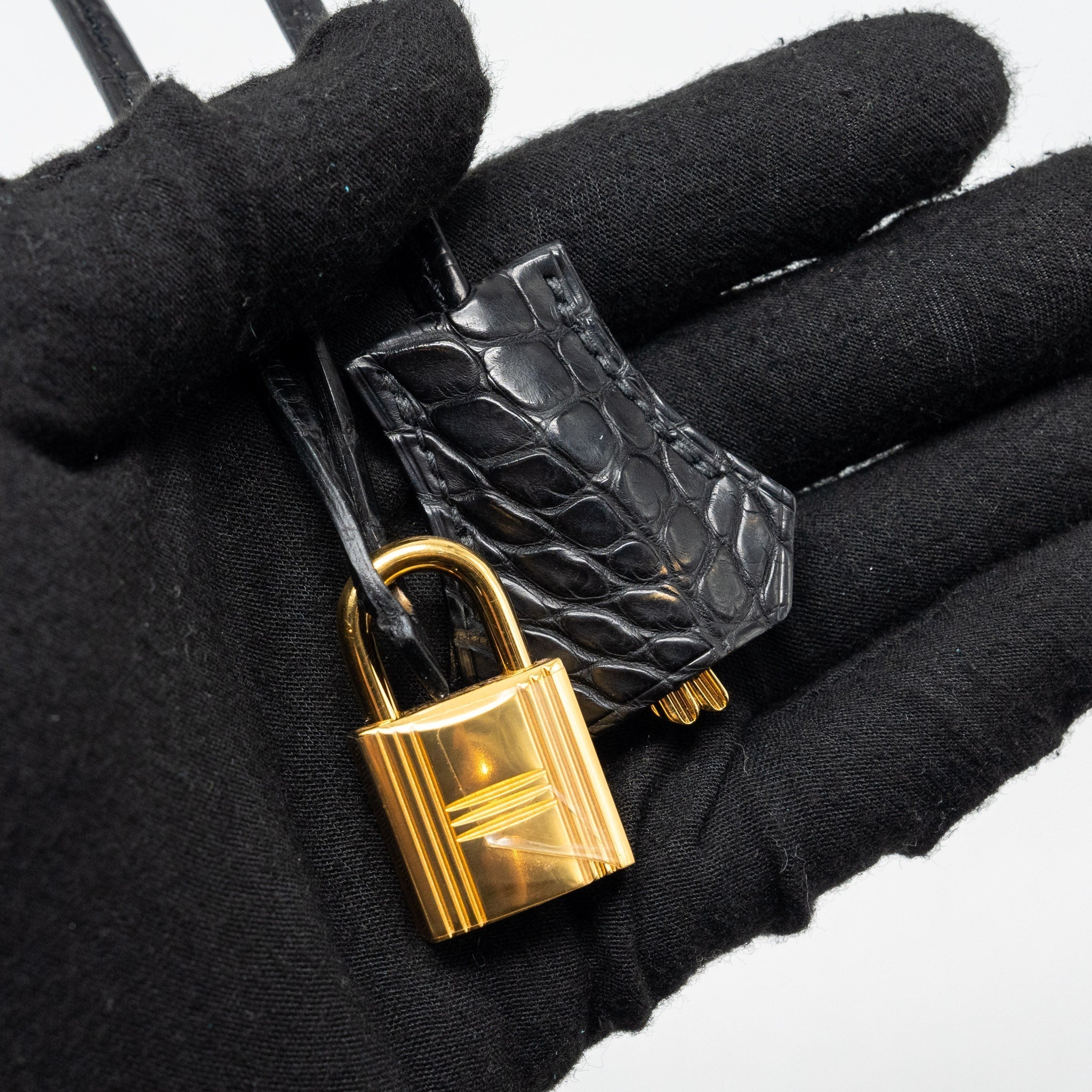 HERMES BIRKIN 30 ALLIGATOR MAT TOUCH TOGO BLACK GHW