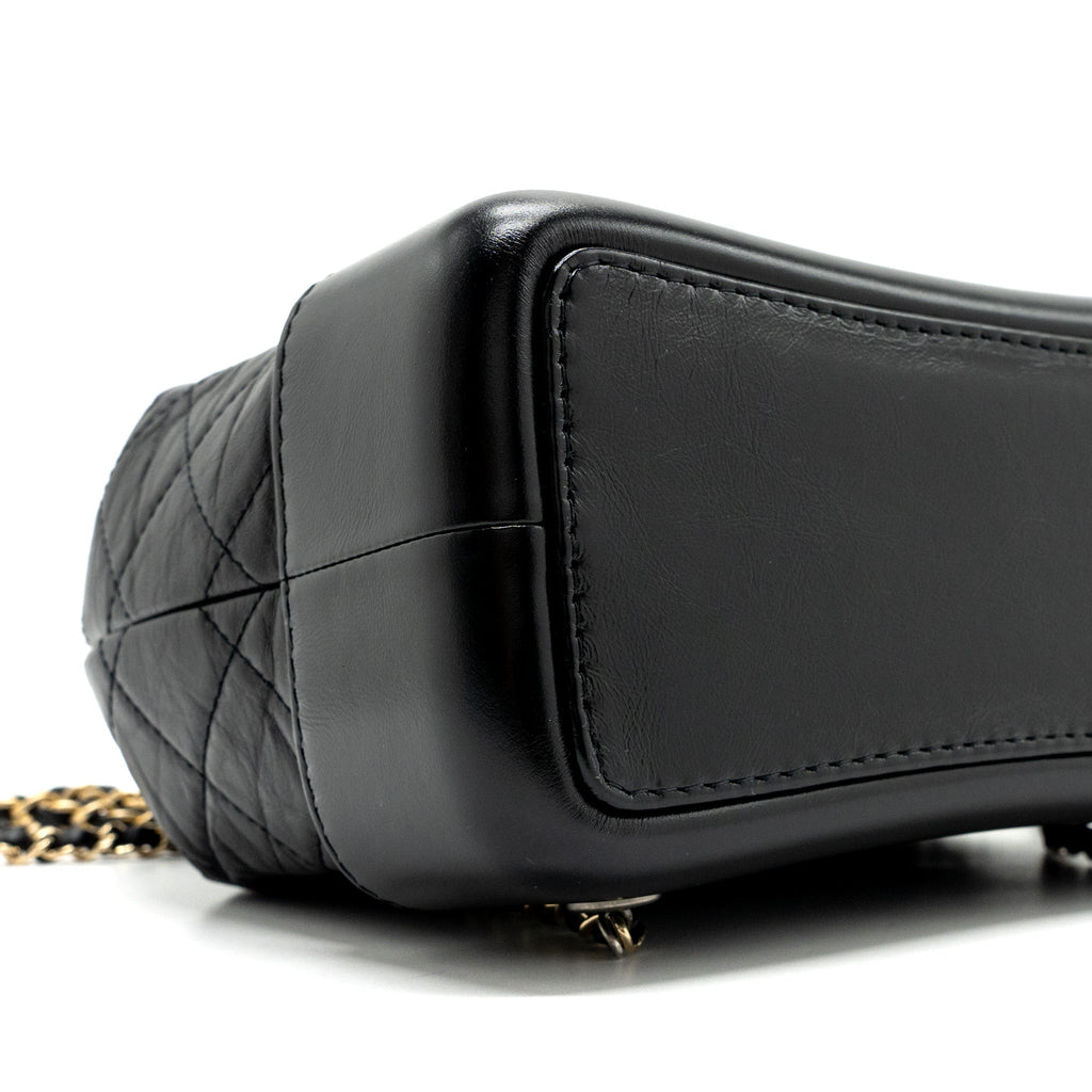 SMALL GABRIELLE BACKPACK AGED CALFSKIN BLACK RUTHENIUM HARDWARE (MICROCHIP)