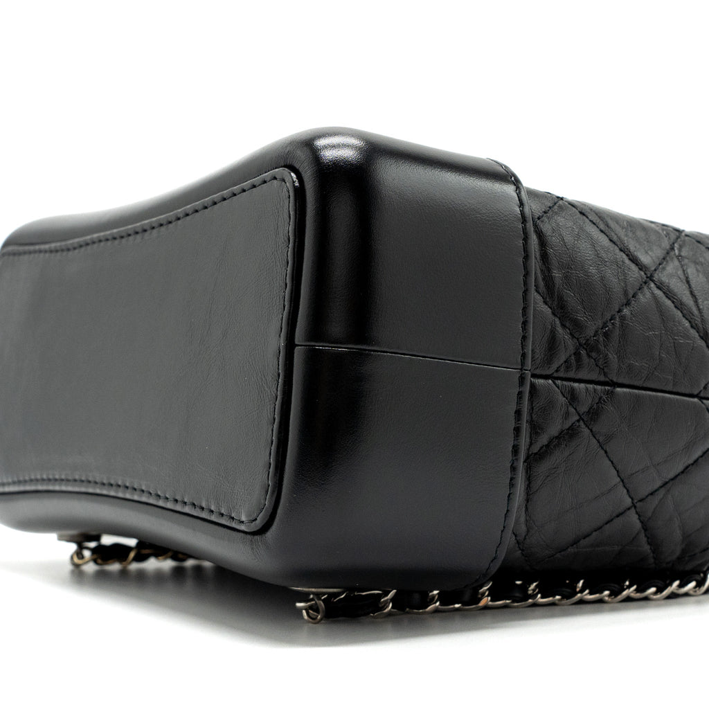 SMALL GABRIELLE BACKPACK AGED CALFSKIN BLACK RUTHENIUM HARDWARE (MICROCHIP)