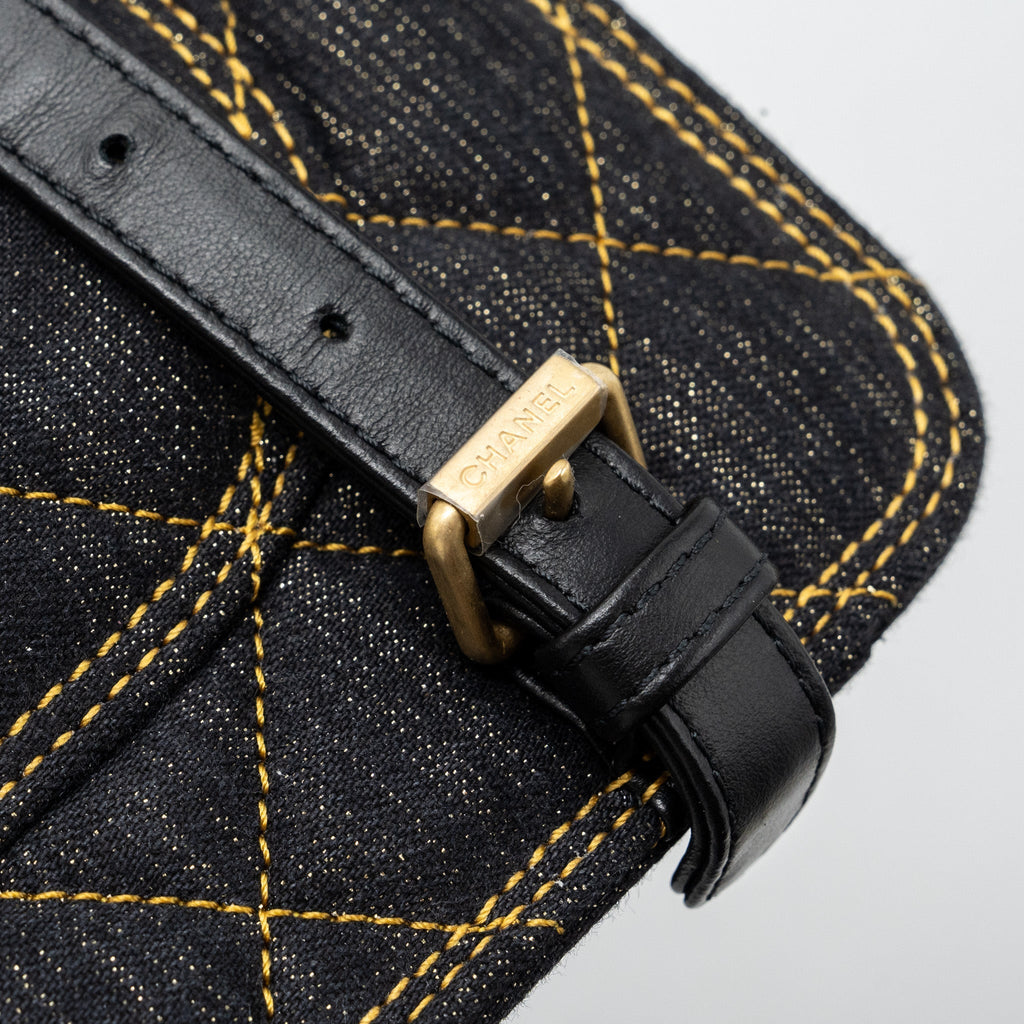 23S FLAP BACKPACK DENIM DARK BLUE BRUSHED GHW (MICROCHIP)