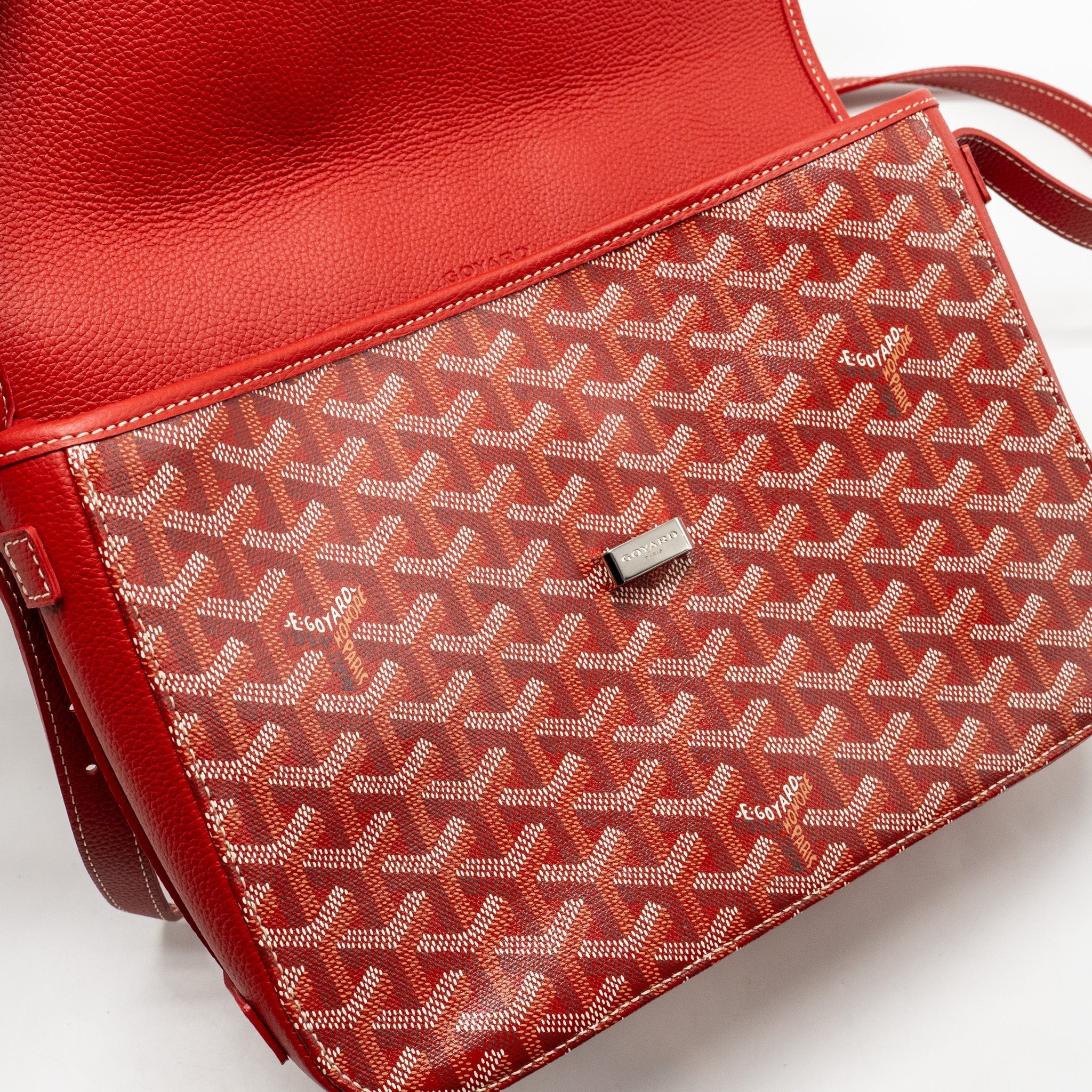 BELVEDERE MM MESSENGER BAG GOYARDINE CANVAS/CALFSKIN RED SHW