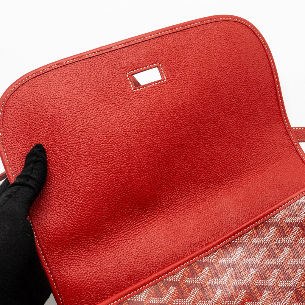 BELVEDERE MM MESSENGER BAG GOYARDINE CANVAS/CALFSKIN RED SHW