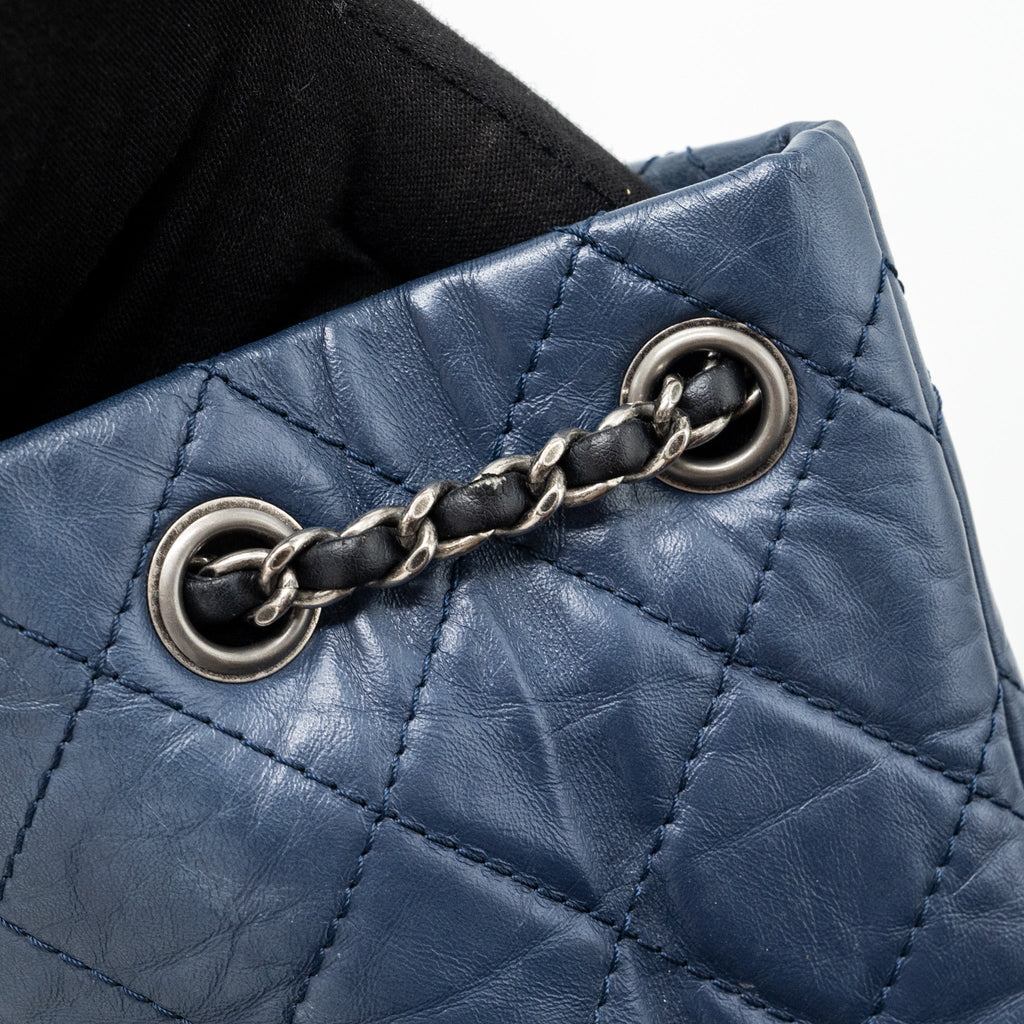 SMALL GABRIELLE BACKPACK AGED CALFSKIN NAVY BLUE/ BLACK RUTHENIUM HARDWARE
