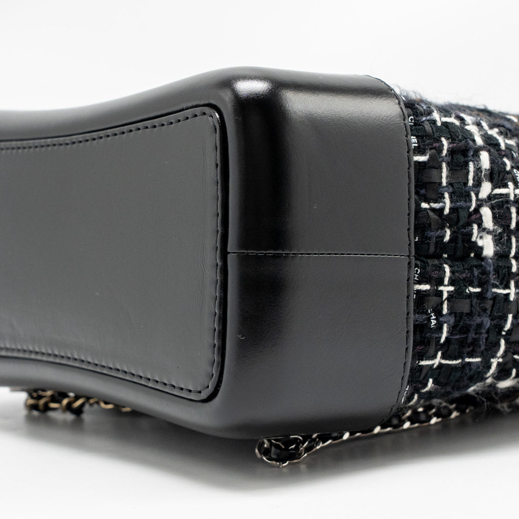SMALL GABRIELLE TWEED BACKPACK BLACK/WHITE/BROWN MULTICOLOUR HARDWARE