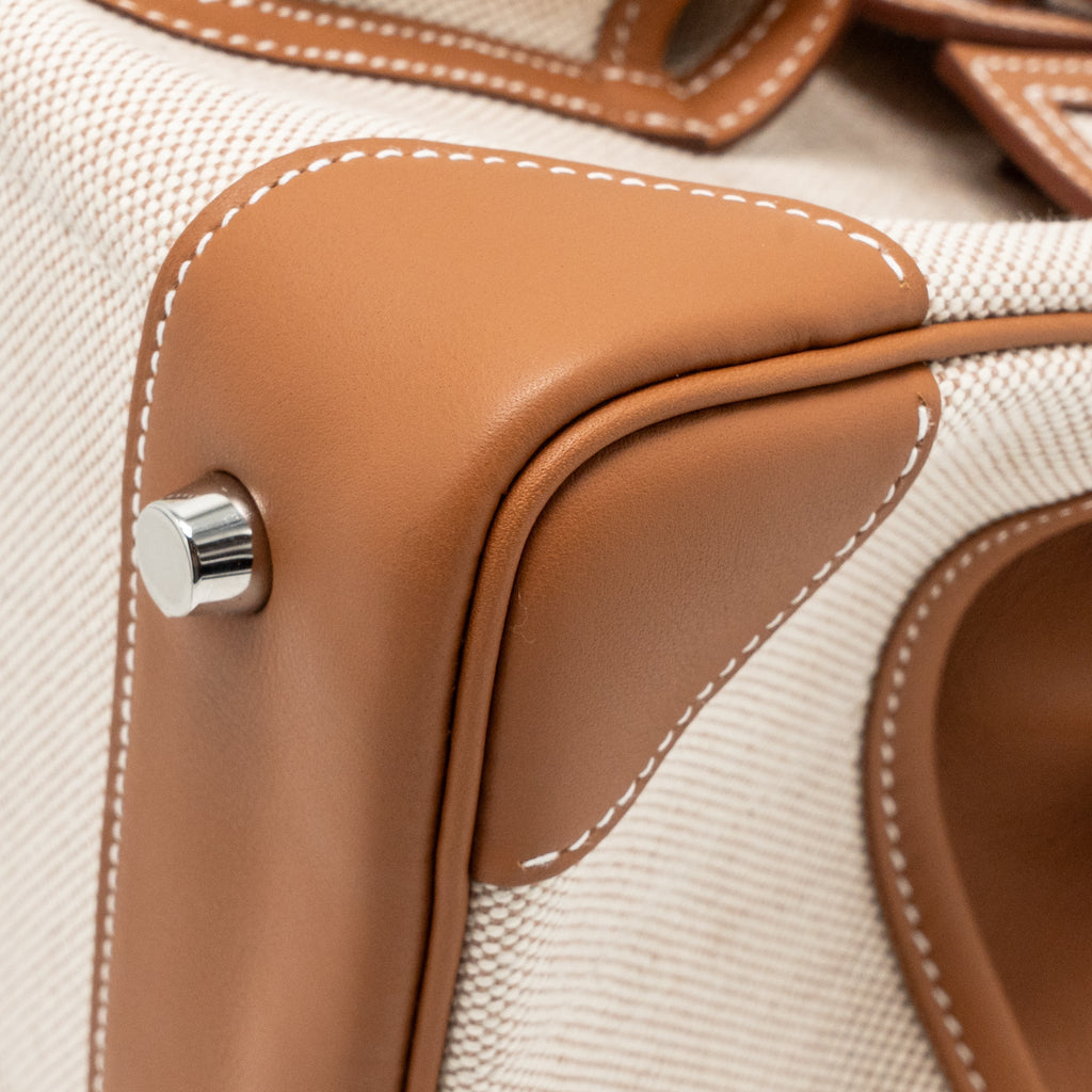 HERMES BIRKIN 25 CARGO TOILE H/SWIFT ECRU-BEIGE/GOLD SHW