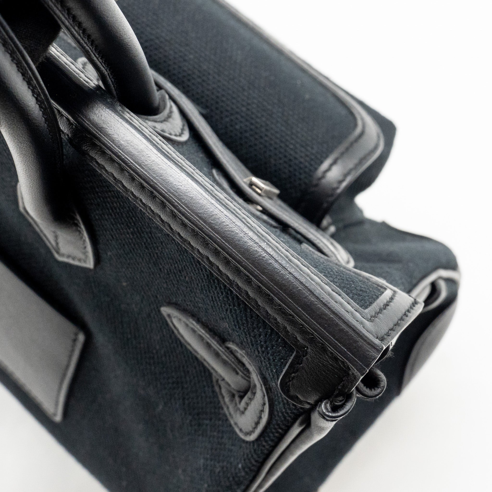 HERMES BIRKIN 25 CARGO TOILE GOELAND/SWIFT BLACK SHW