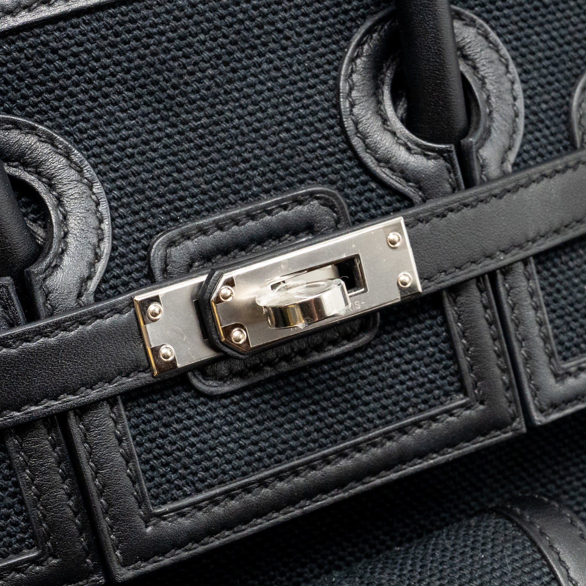 HERMES BIRKIN 25 CARGO TOILE GOELAND/SWIFT BLACK SHW