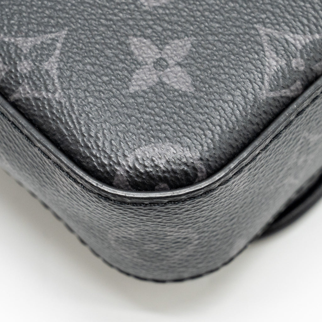 TRIO MESSANGER MONOGRAM ECLIPSE CANVAS BLACK/GREY WITH BLACK HARDWARE