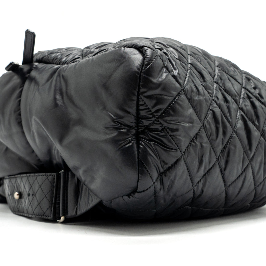 COCO COCOON BACKPACK QUILTED NYLON/LEATHER BLACK GHW