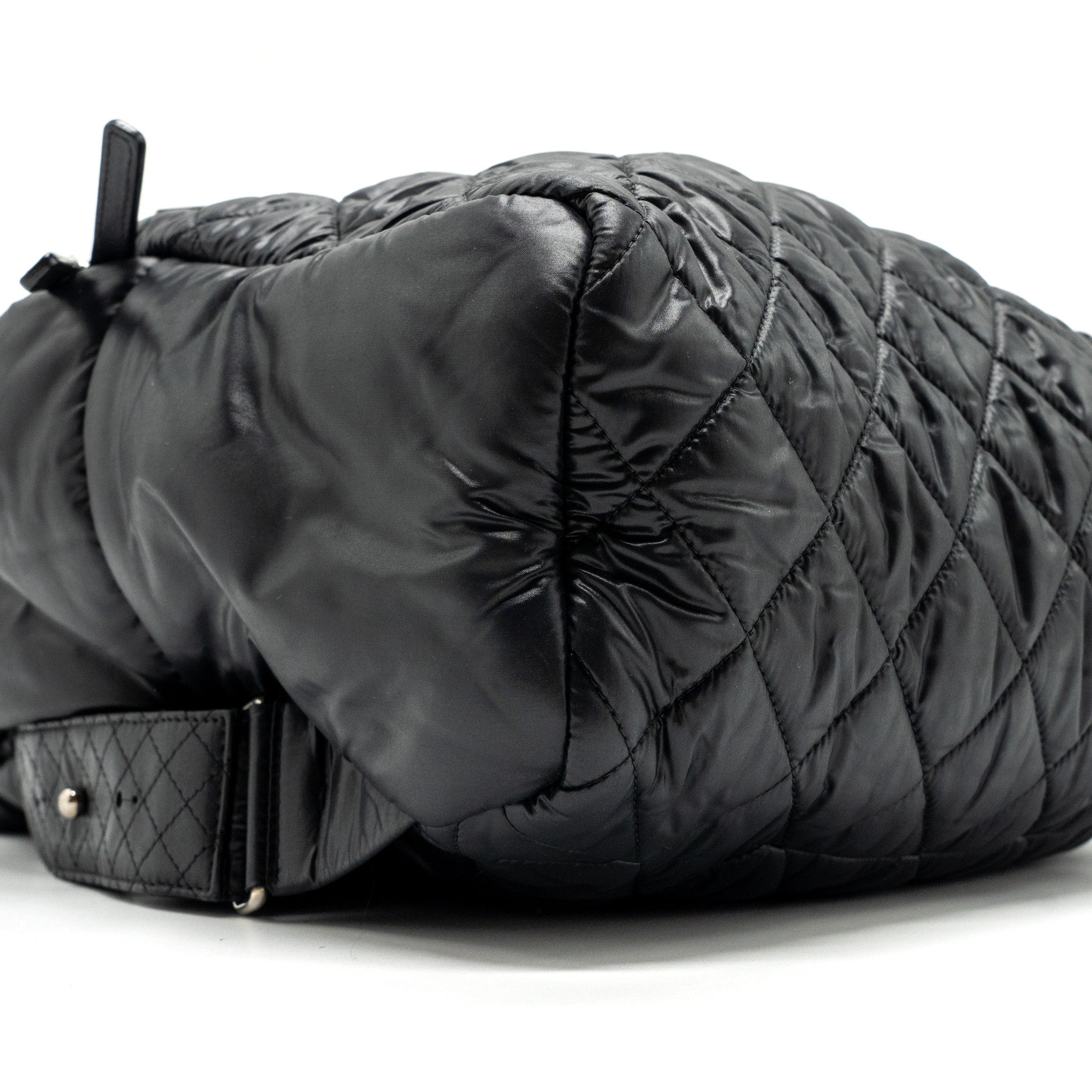 COCO COCOON BACKPACK QUILTED NYLON/LEATHER BLACK GHW