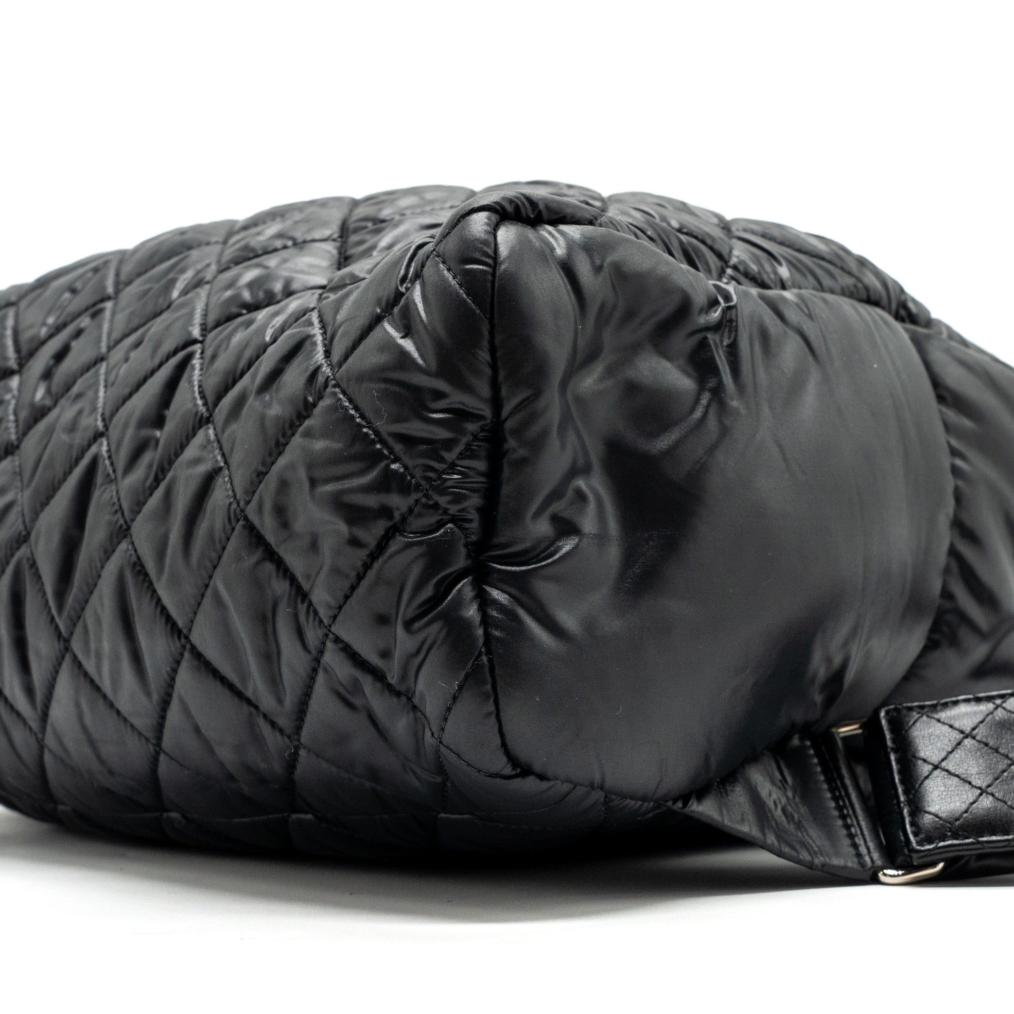 COCO COCOON BACKPACK QUILTED NYLON/LEATHER BLACK GHW