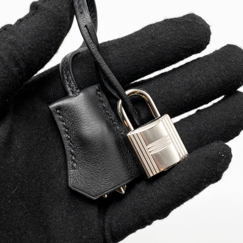 HERMES BIRKIN 25 CARGO TOILE GOELAND/SWIFT BLACK SHW