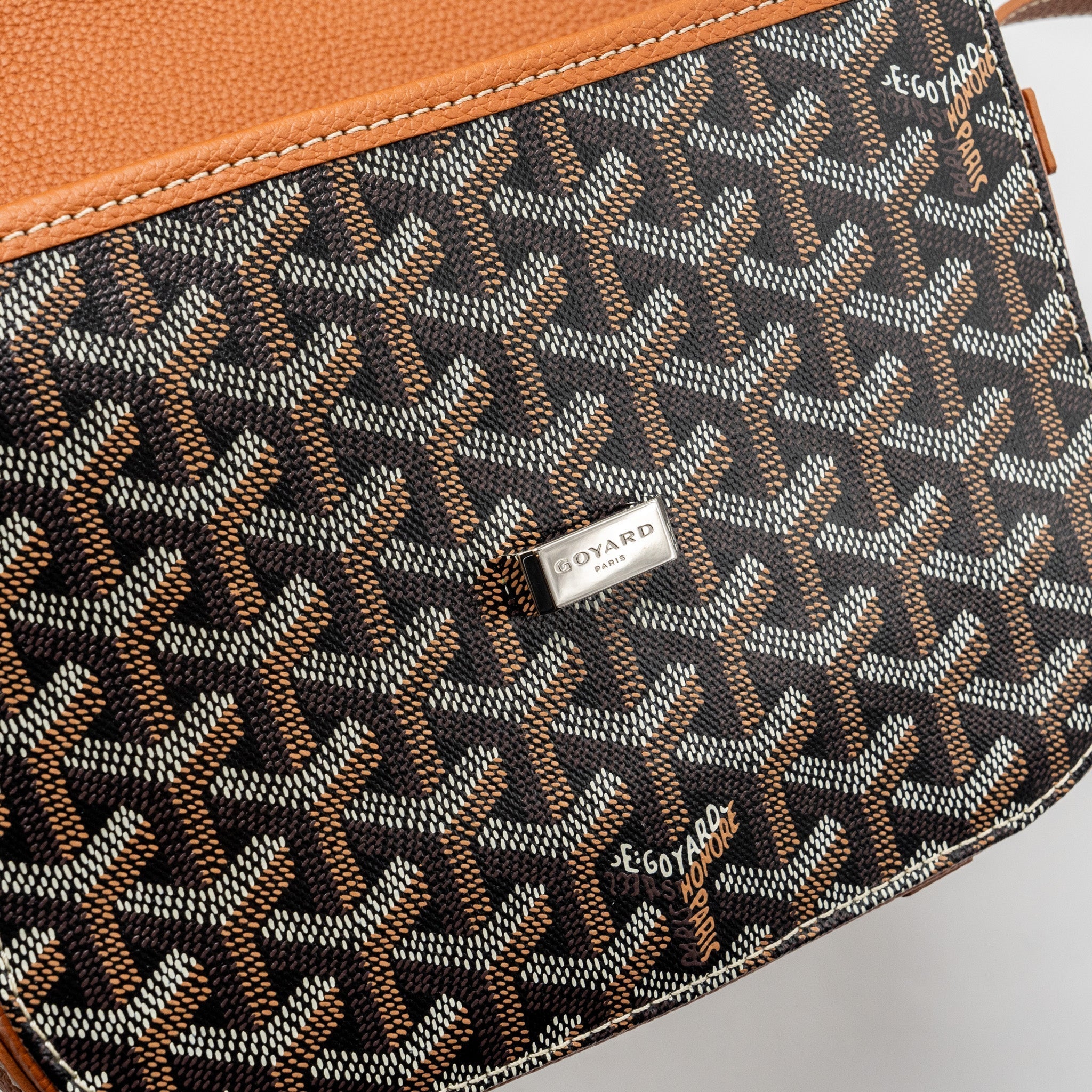 BELVEDERE PM MESSENGER BAG GOYARDLINE CANVAS/CALFSKIN BLACK/TAN SHW