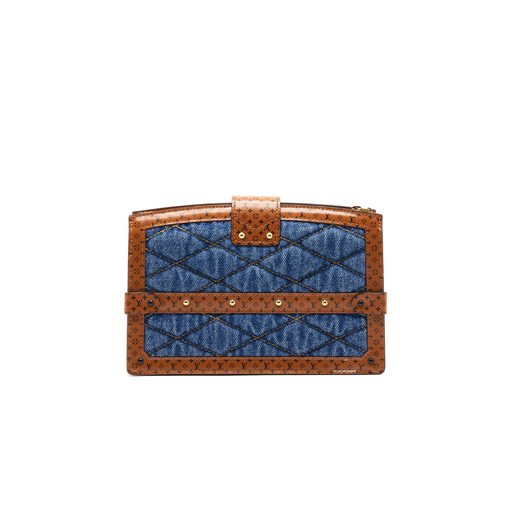 TRUNK CLUTCH MALLETAGE DENIM WITH MONOGRAM LEATHER