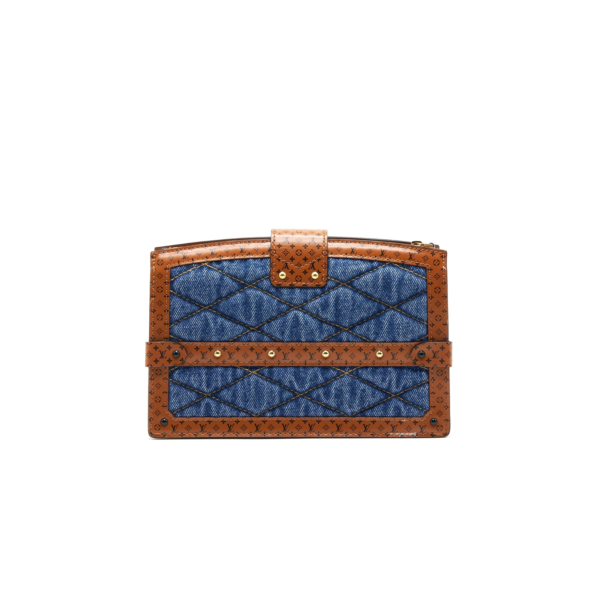 TRUNK CLUTCH MALLETAGE DENIM WITH MONOGRAM LEATHER