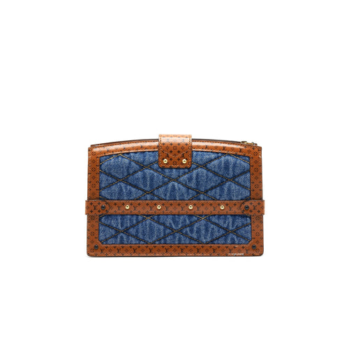 TRUNK CLUTCH MALLETAGE DENIM WITH MONOGRAM LEATHER