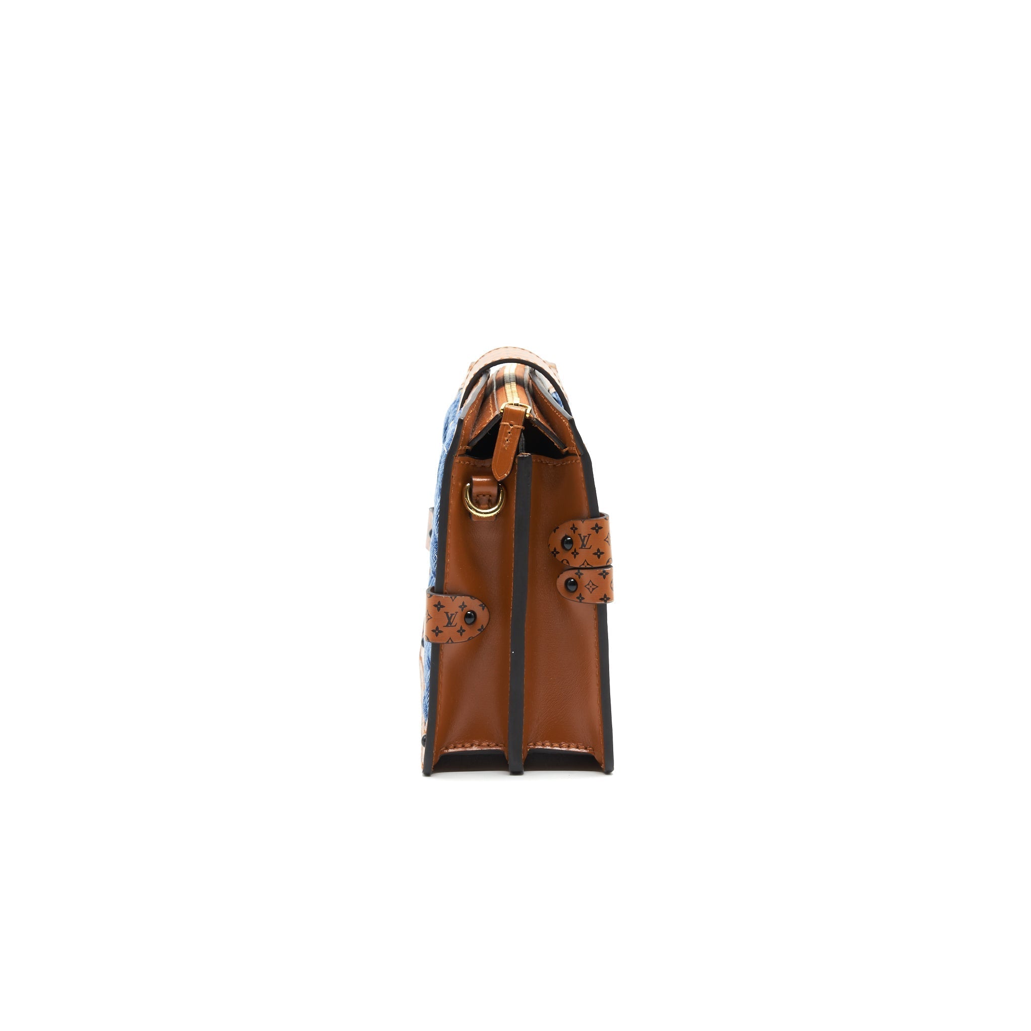 TRUNK CLUTCH MALLETAGE DENIM WITH MONOGRAM LEATHER
