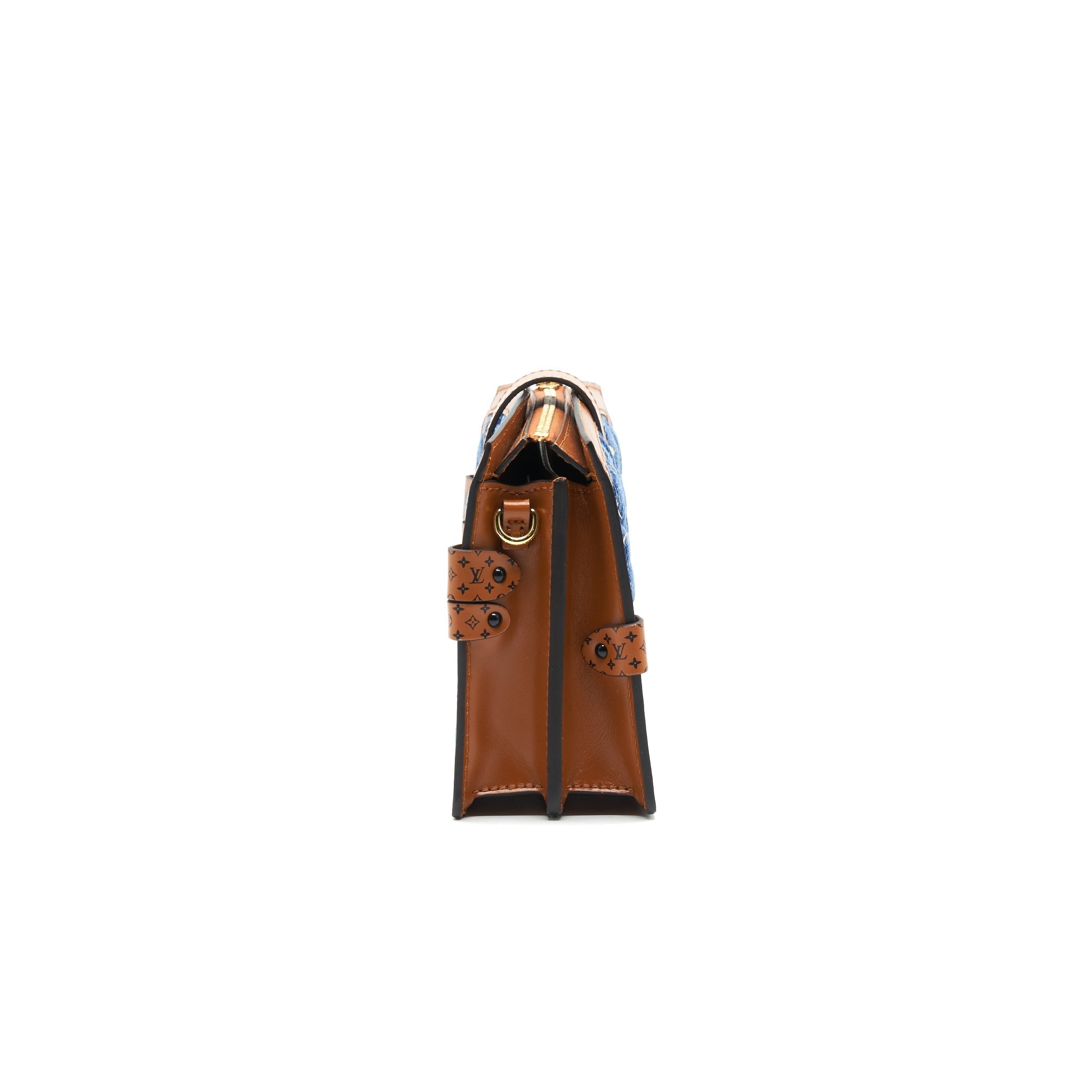 TRUNK CLUTCH MALLETAGE DENIM WITH MONOGRAM LEATHER