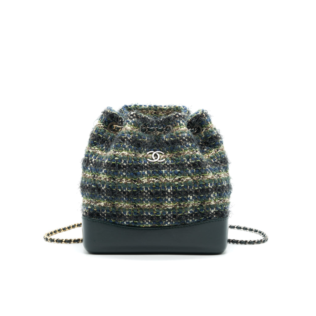 GABRIELLE TWEED BACKPACK DARK GREEN