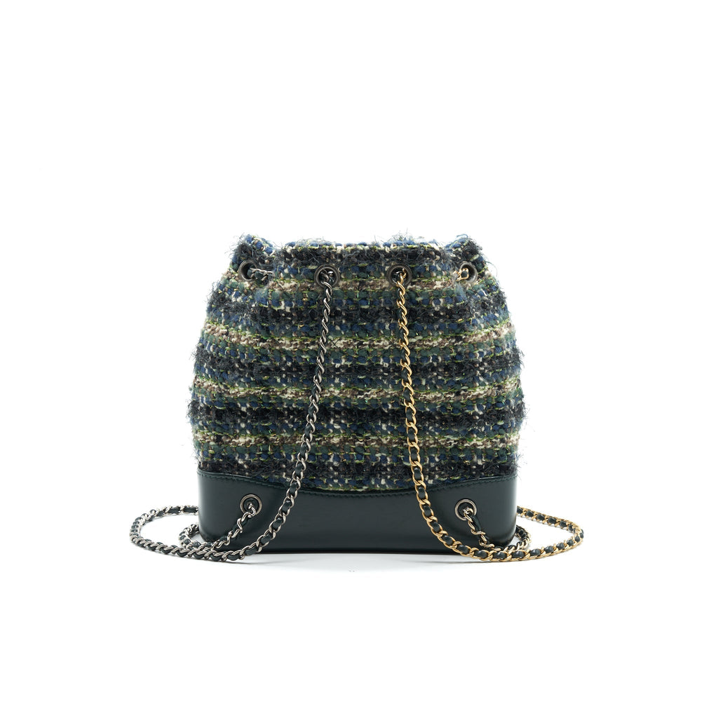 GABRIELLE TWEED BACKPACK DARK GREEN