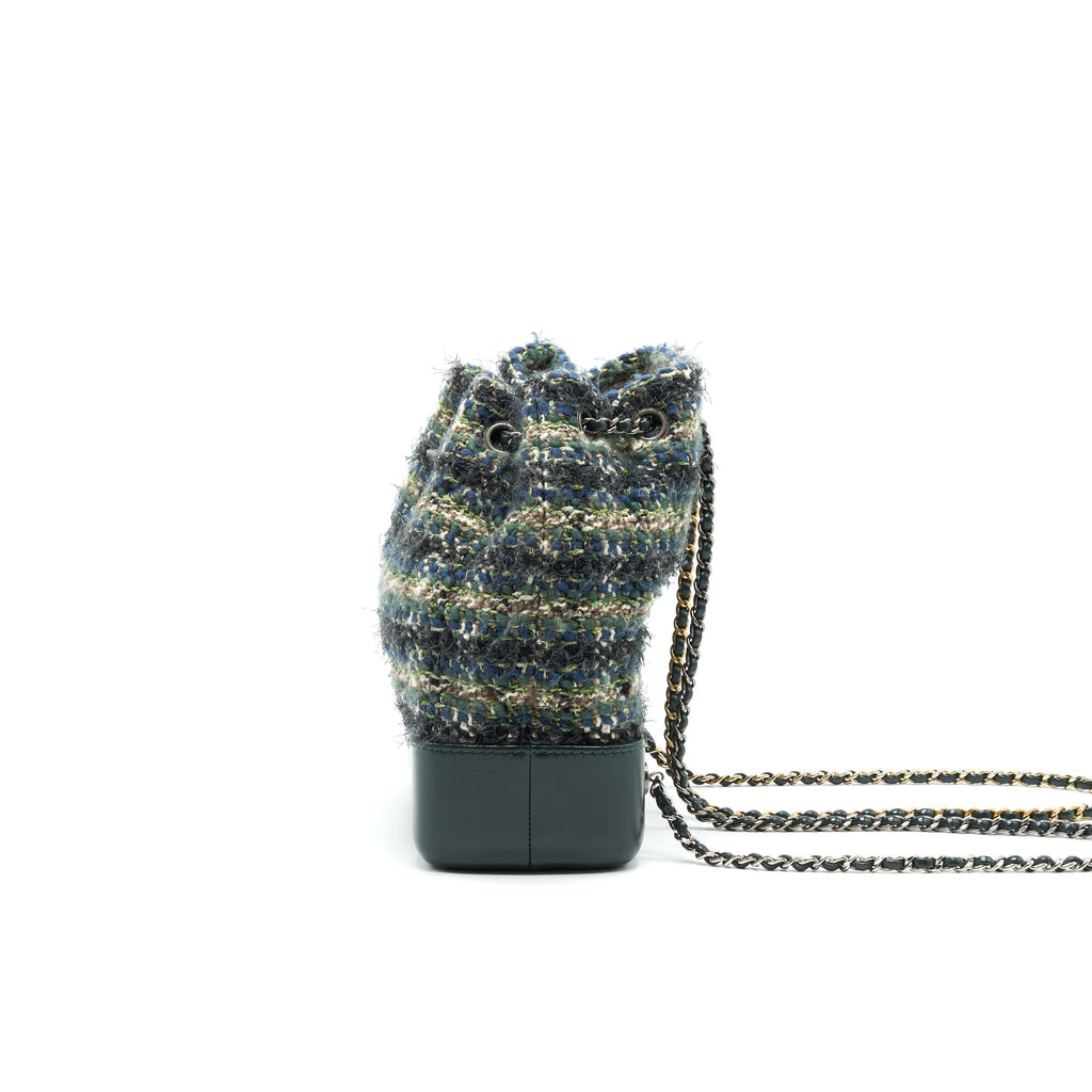 GABRIELLE TWEED BACKPACK DARK GREEN