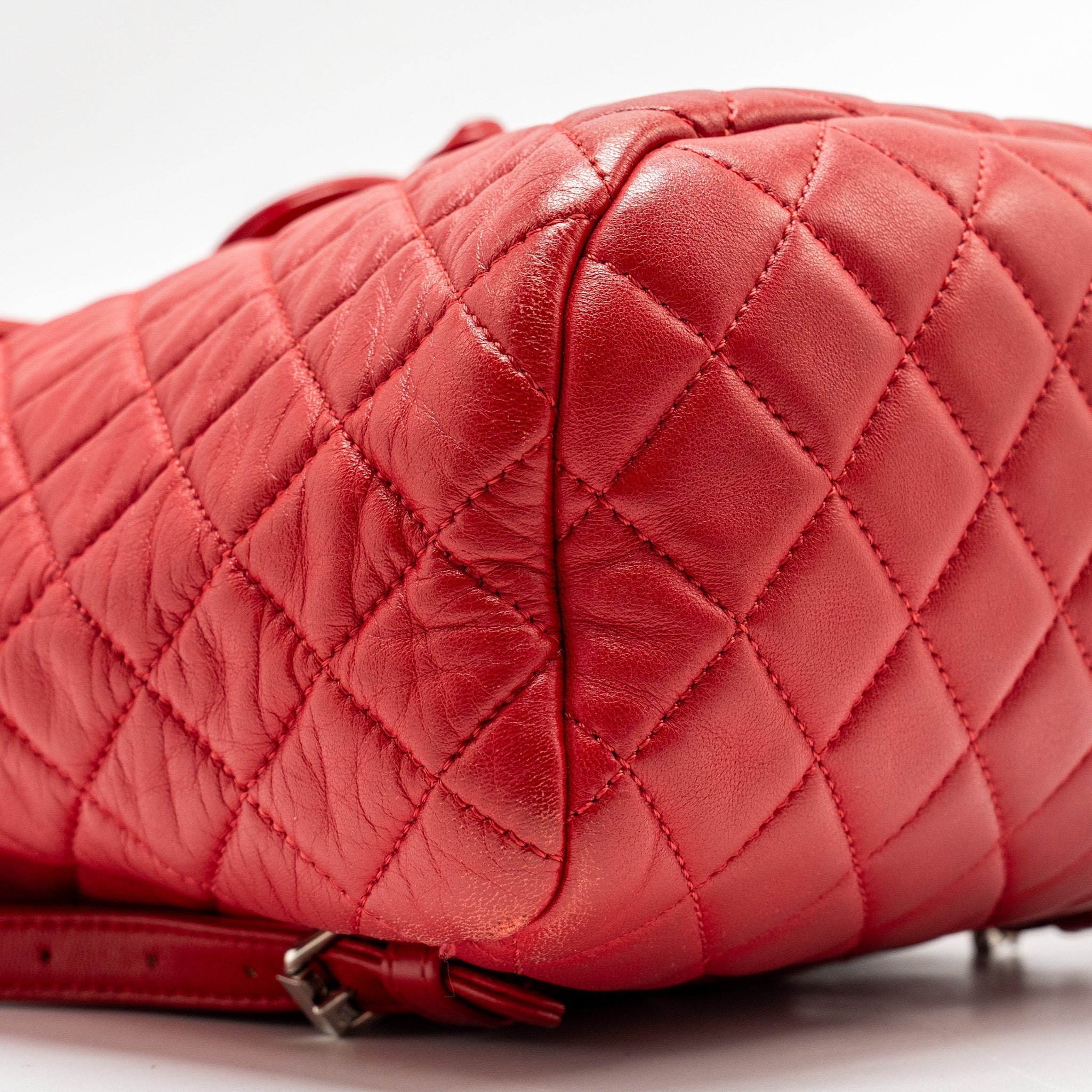 SMALL URBAN SPIRIT QUILTED BACKPACK LAMBSKIN RED LGHW