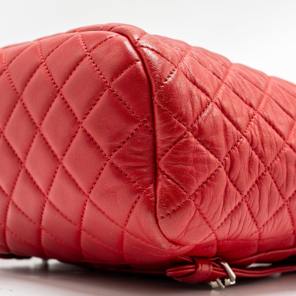 SMALL URBAN SPIRIT QUILTED BACKPACK LAMBSKIN RED LGHW